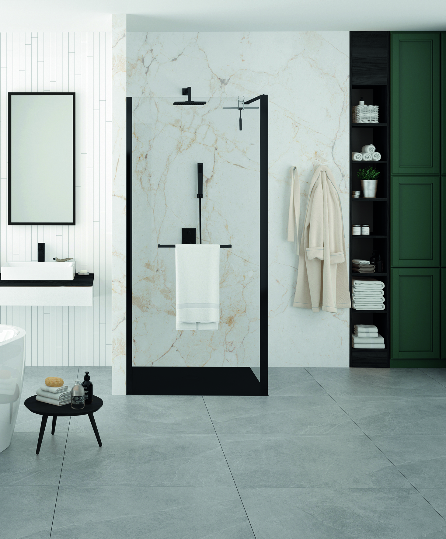 Sanplast Altus PI/ALTIIa Walk-In ścianka prysznicowa 90 cm czarny mat/szkło przezroczyste 600-121-2531-59-401