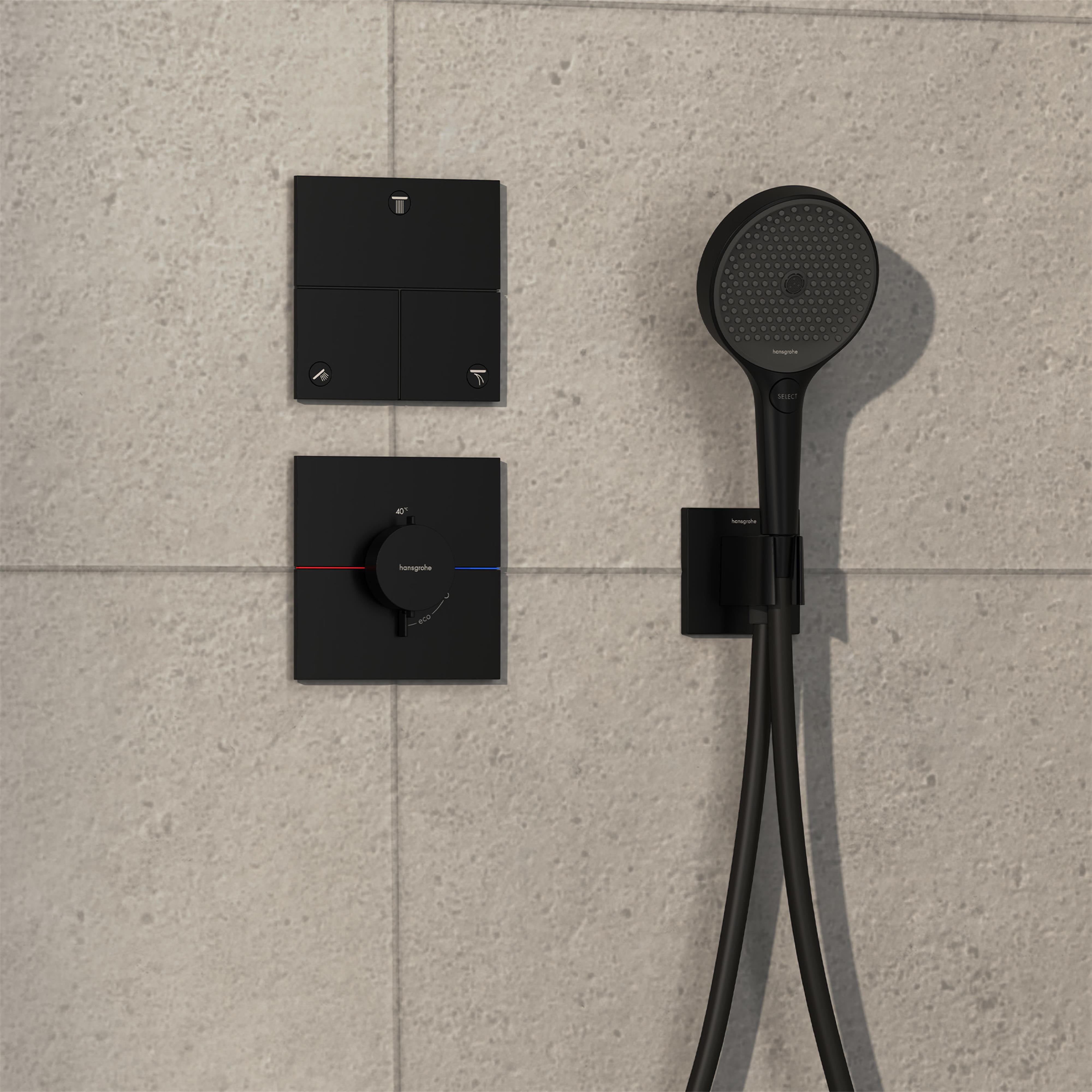 Hansgrohe ShowerSelect Comfort E bateria prysznicowa podtynkowa termostatyczna czarny mat 15574670 - Wysyłka w 24h