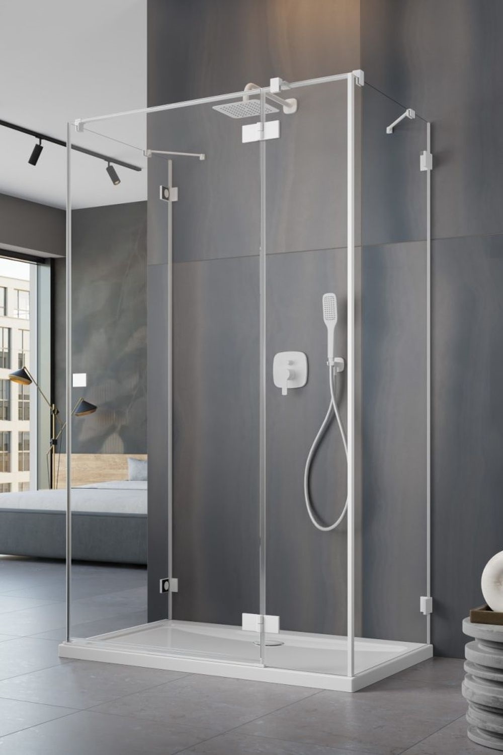 Radaway Essenza Pro White KDJ+S drzwi prysznicowe 80 cm prawe biały mat/szkło przezroczyste 10097380-04-01R