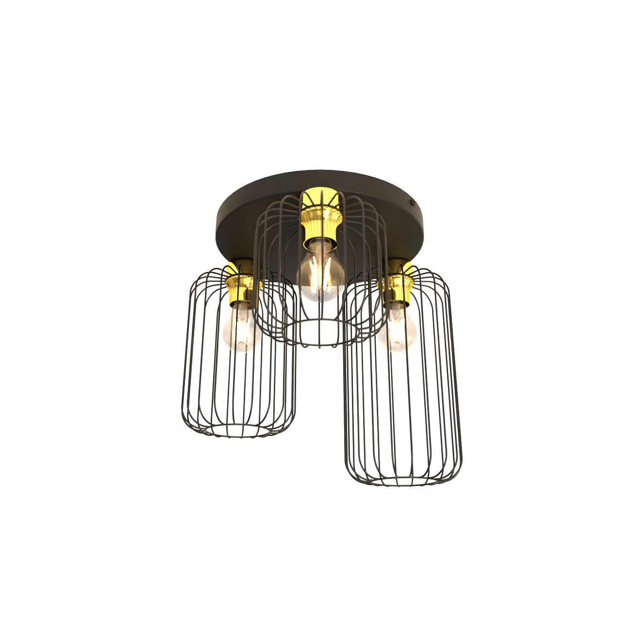 Emibig Barn plafon 3x15 W czarny-złoty 1366/3PREM