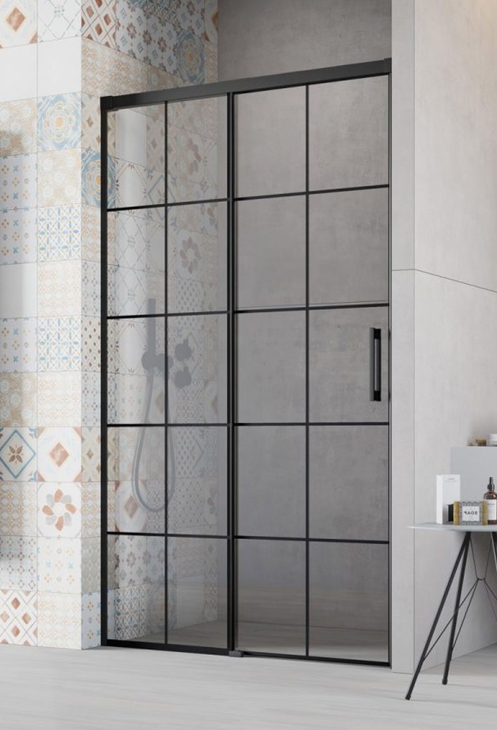 Radaway Idea Black DWJ drzwi prysznicowe 130 cm wnękowe lewe czarny mat /szkło Factory 387017-54-55L
