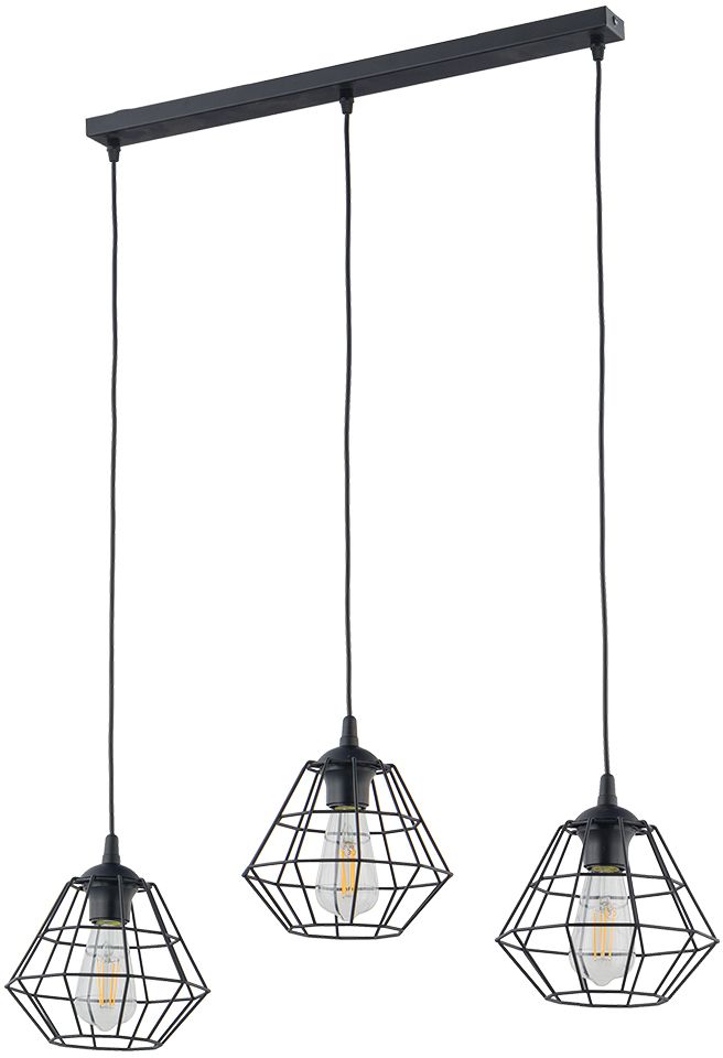 TK Lighting Diamond lampa wisząca 3x15 W czarna 6203