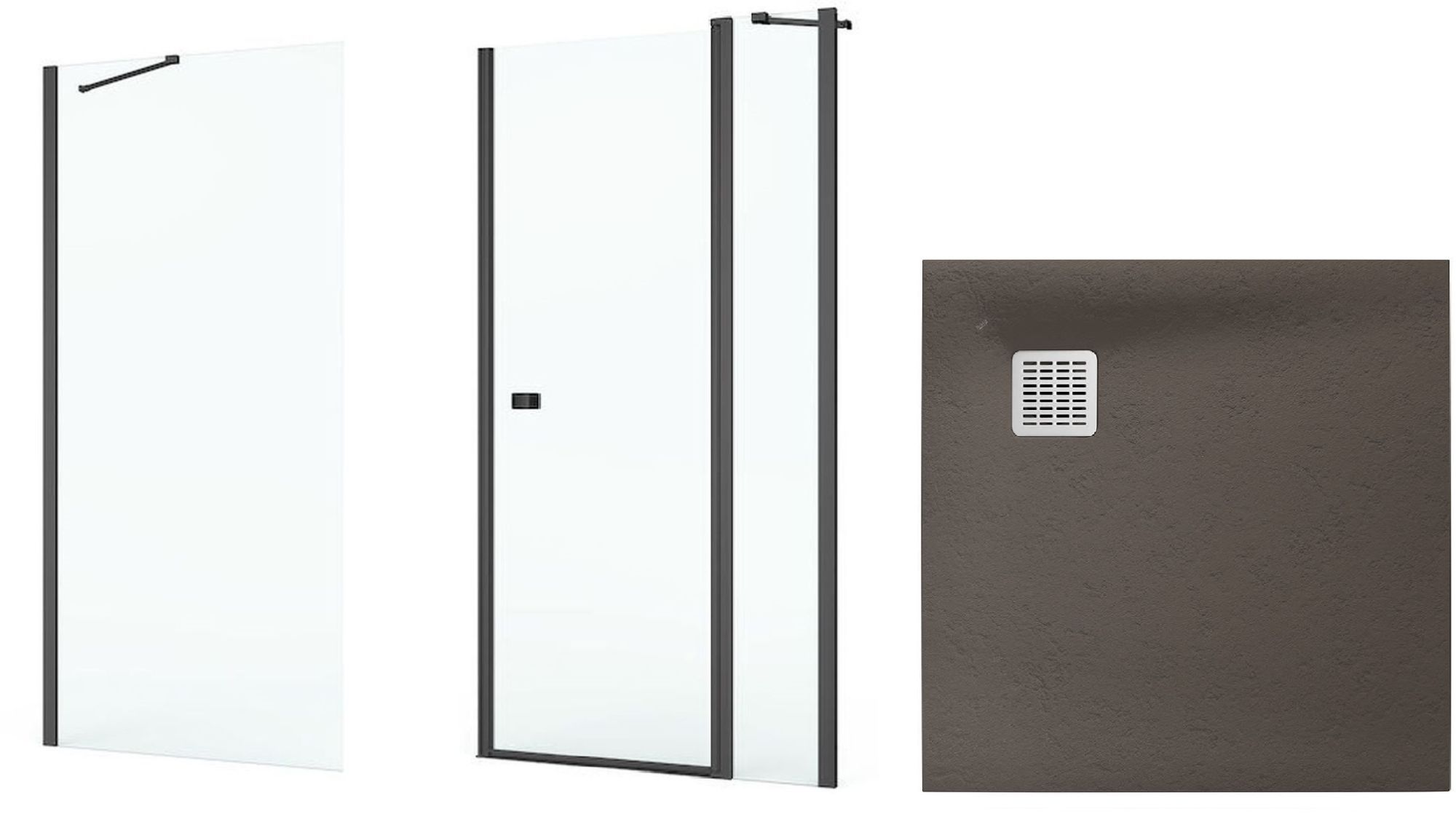 Zestaw Roca Capital kabina prysznicowa 90x90 cm kwadratowa MaxiClean z brodzikiem Terran cafe (AM4609016M, AM4409016M, AP10338438401660)