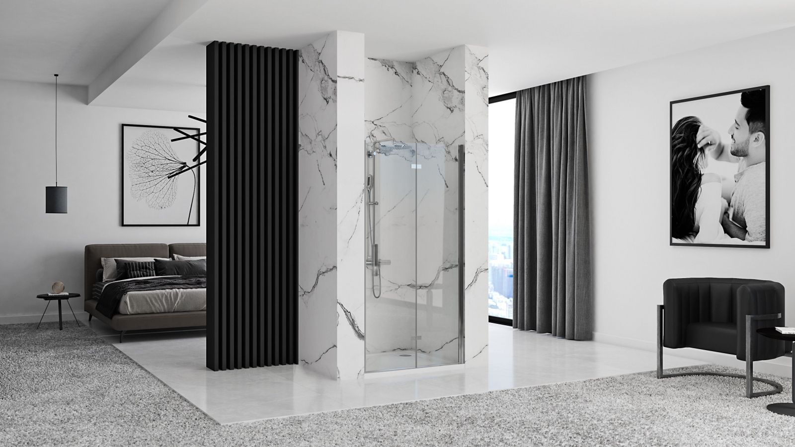 Rea Molier drzwi prysznicowe 80 cm chrom/przezroczyste REA-K6367 - Wysyłka w 24h