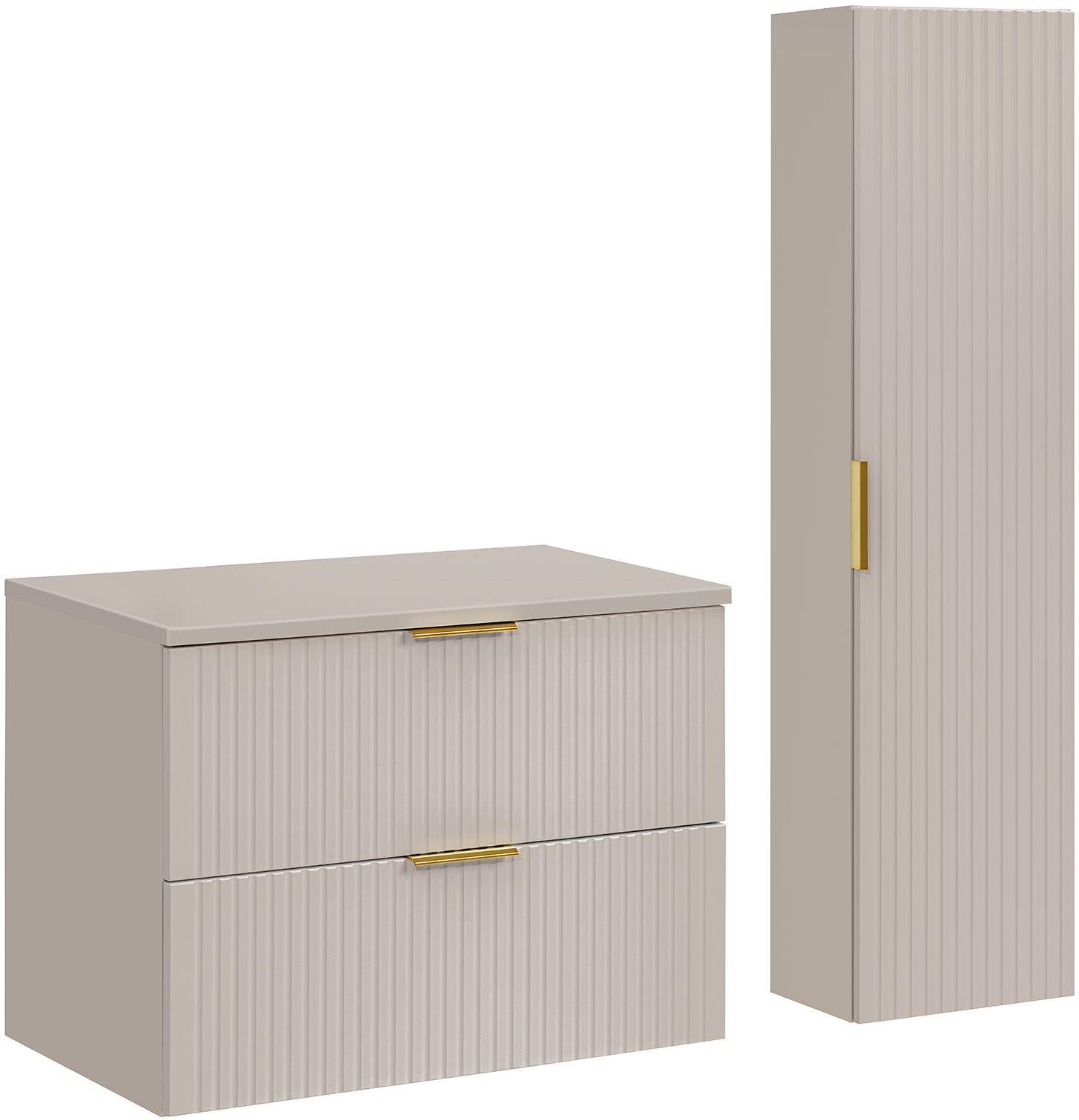 Comad Adel Cashmere szafka 80 cm podumywalkowa z blatem kaszmir i szafka boczna wisząca SET-ADC B CASHMERE 80CM HIGH CABINET - Wysyłka w 24h