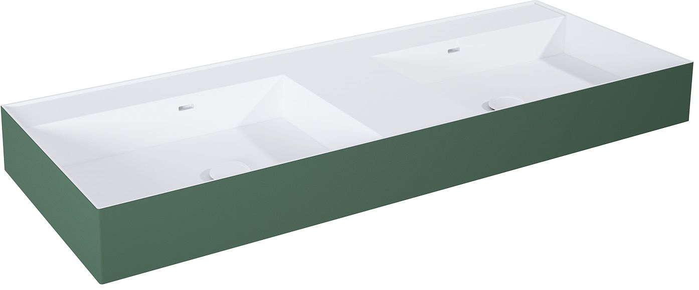 Elita Level umywalka 120,5x45,5 cm prostokątna ścienna-podwójna white/forest green matt RE041461246200