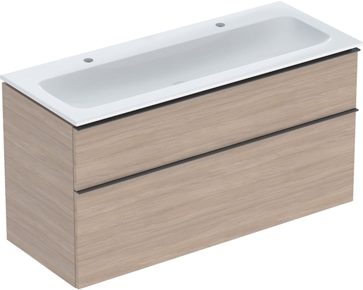 Geberit iCon Set Slim umywalka z szafką 120 cm zestaw meblowy KeraTect dąb/lava mat 502.334.JH.1