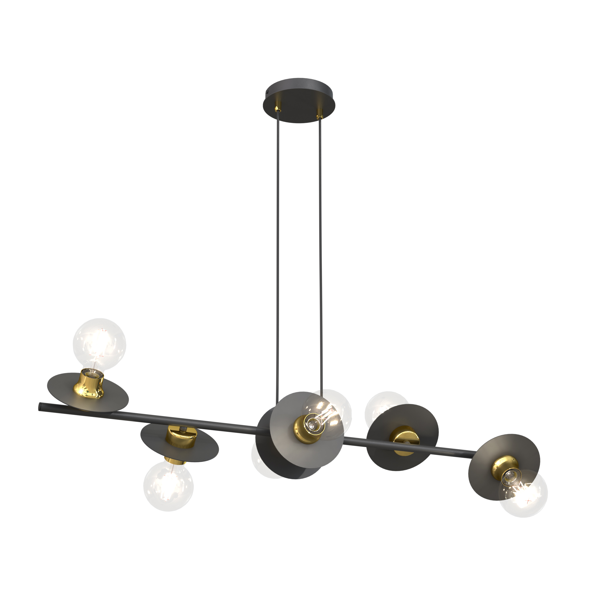 Emibig Token lampa wisząca 6x15 W czarna-złota 1427/6