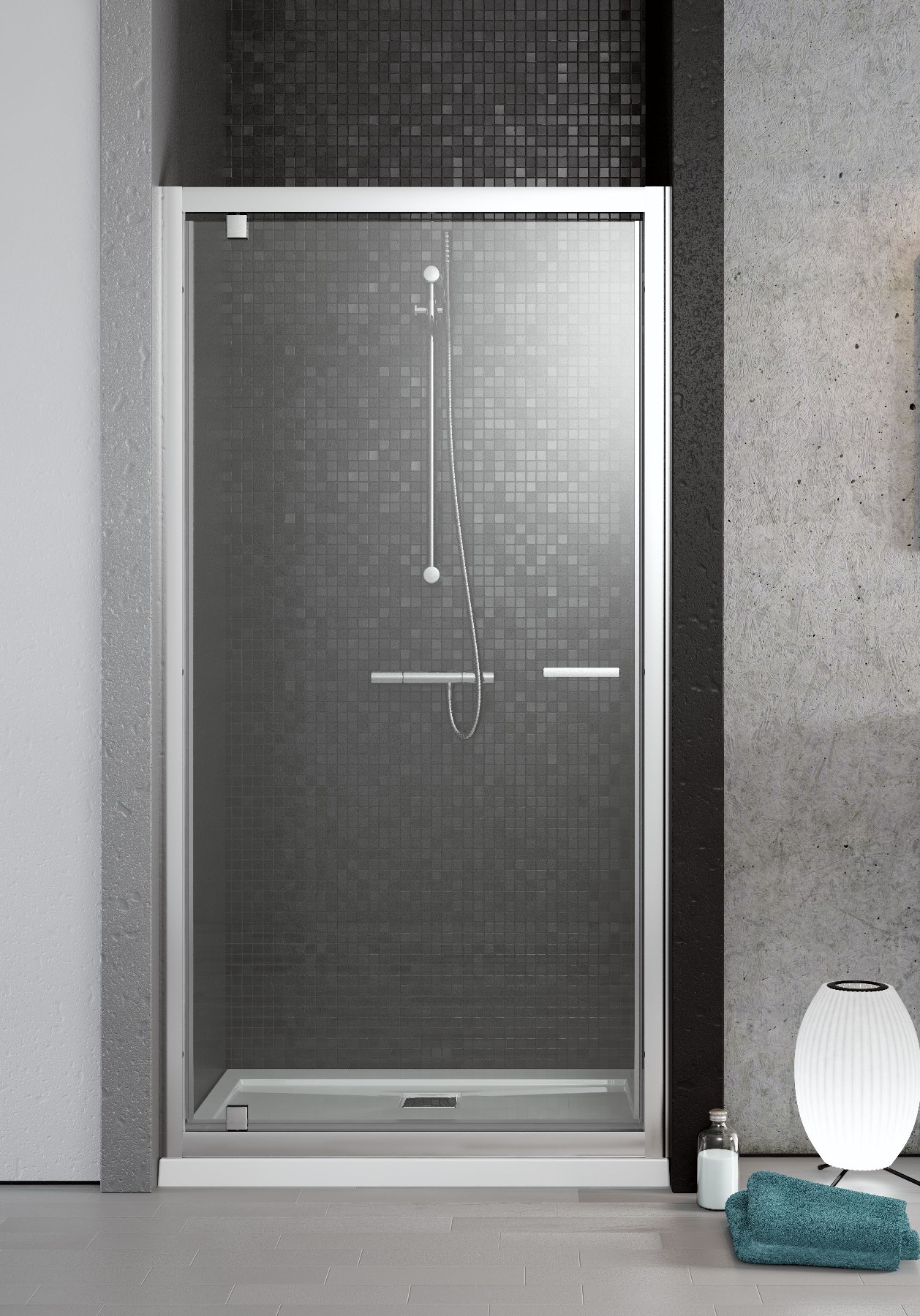 Radaway Twist drzwi prysznicowe 90 cm uchylne chrom połysk/szkło przezroczyste 382002-01