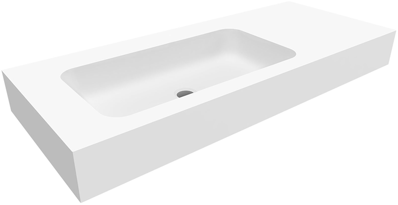 Cristalstone Linea Simpla umywalka 110x45 cm prostokątna ścienna-z blatem biała U1100-MBLOT/BO