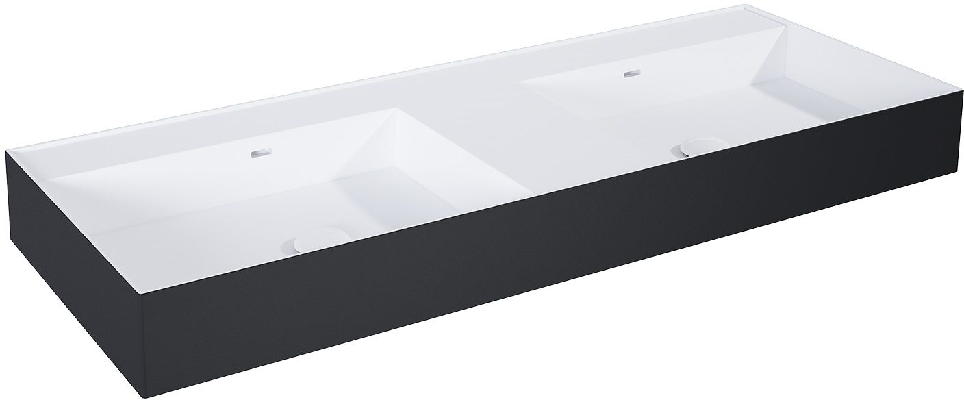 Elita Level umywalka 120,5x45,5 cm prostokątna ścienna podwójna biała/czarny mat RE041461246030
