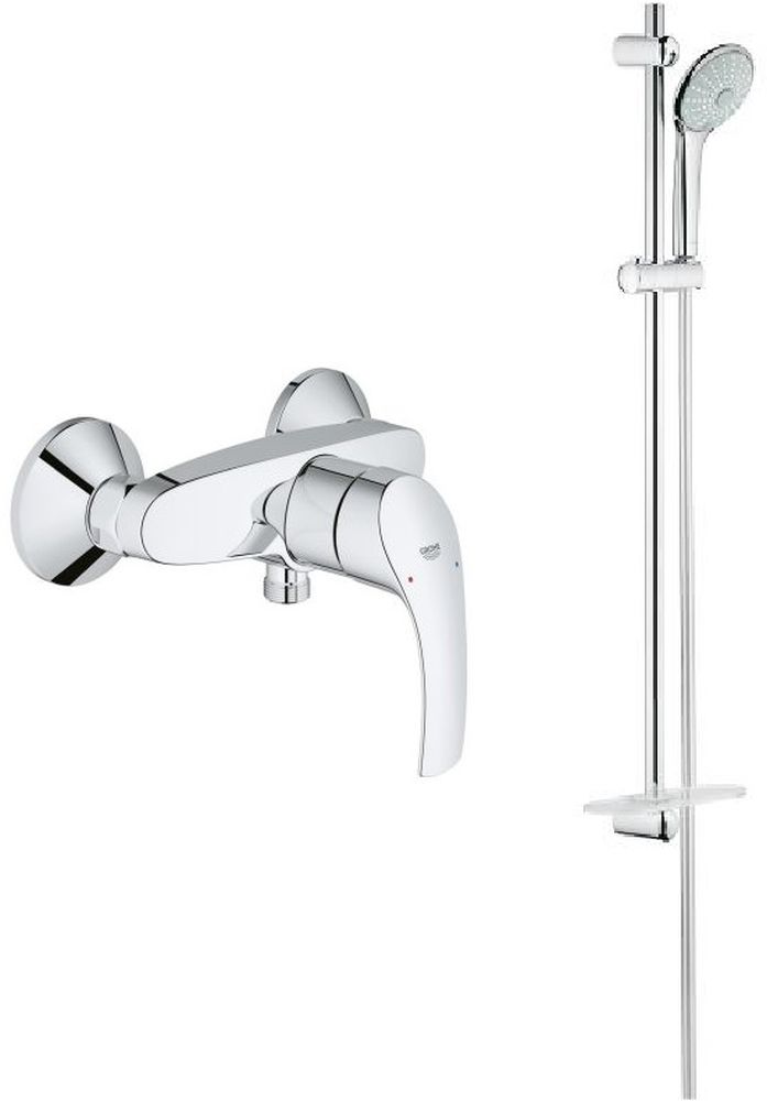 Zestaw Grohe Eurosmart bateria prysznicowa ścienna z kompletem natryskowym Euphoria Massage chrom (33555002, 27226001) - Wysyłka w 24h