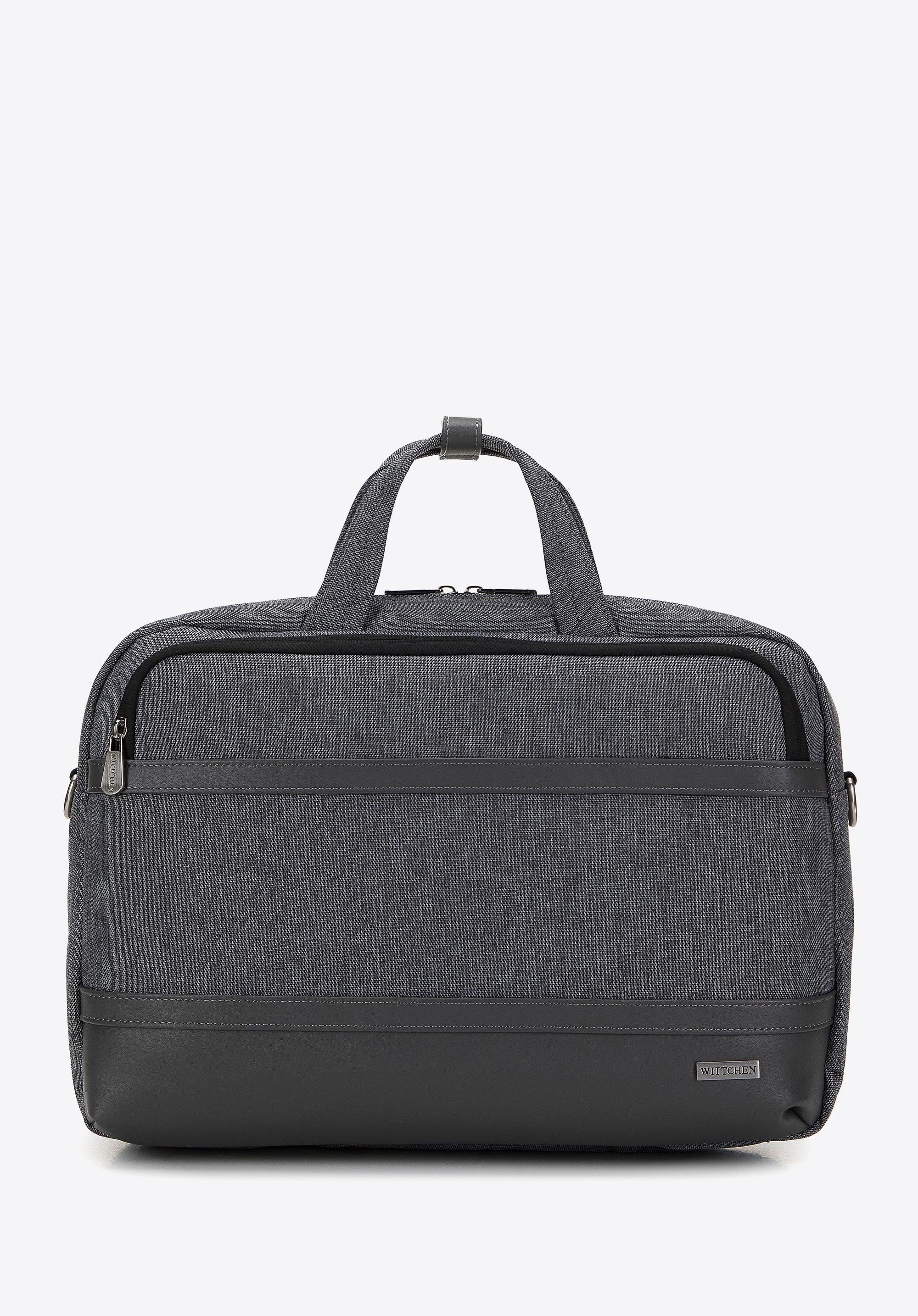 Męska torba na laptopa 15,6” z lamówką z ekoskóry szara