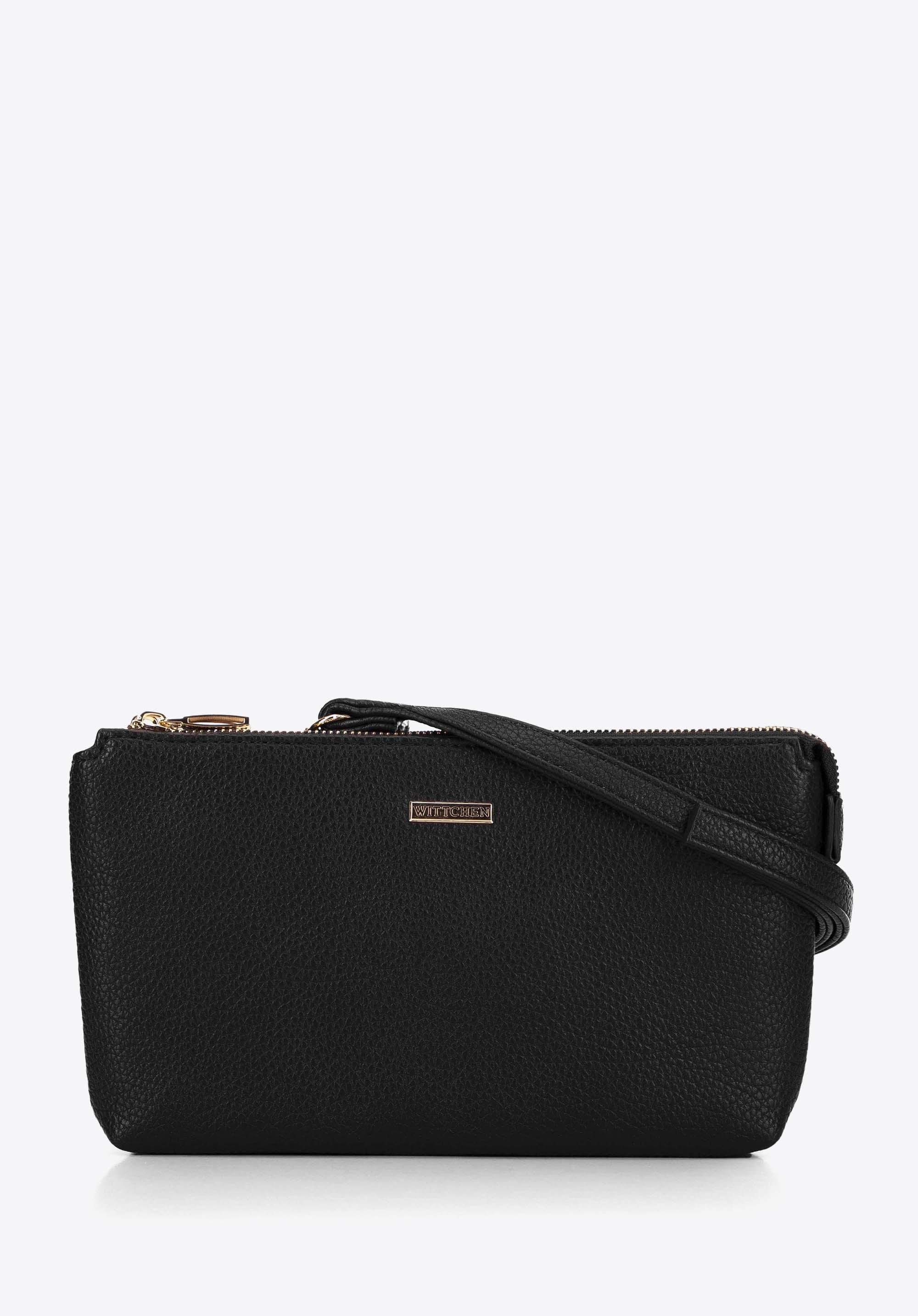 Crossbody z ekoskóry dwukomorowa czarno - złota