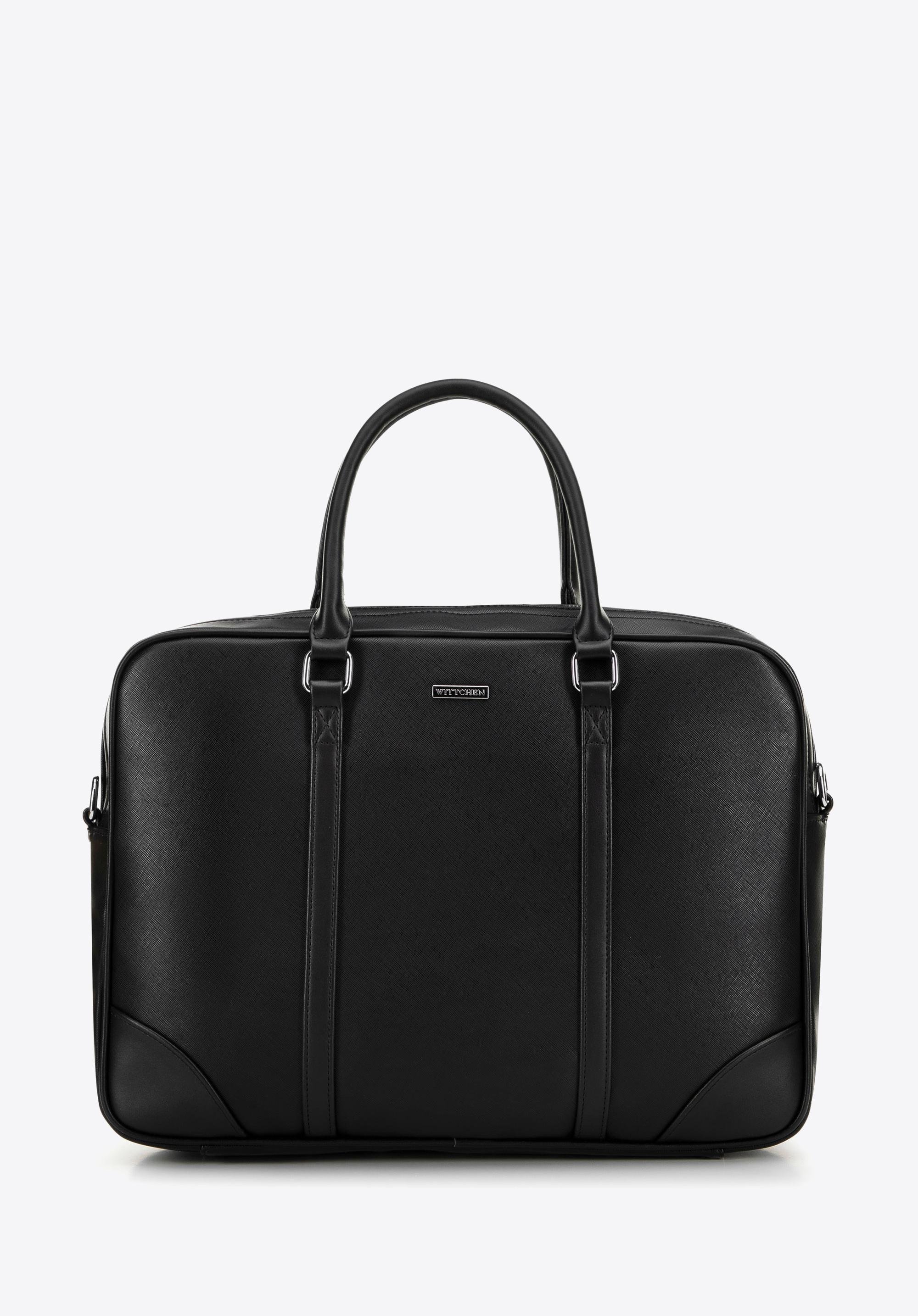 Męska torba na laptopa 15'' ze skóry ekologicznej czarna