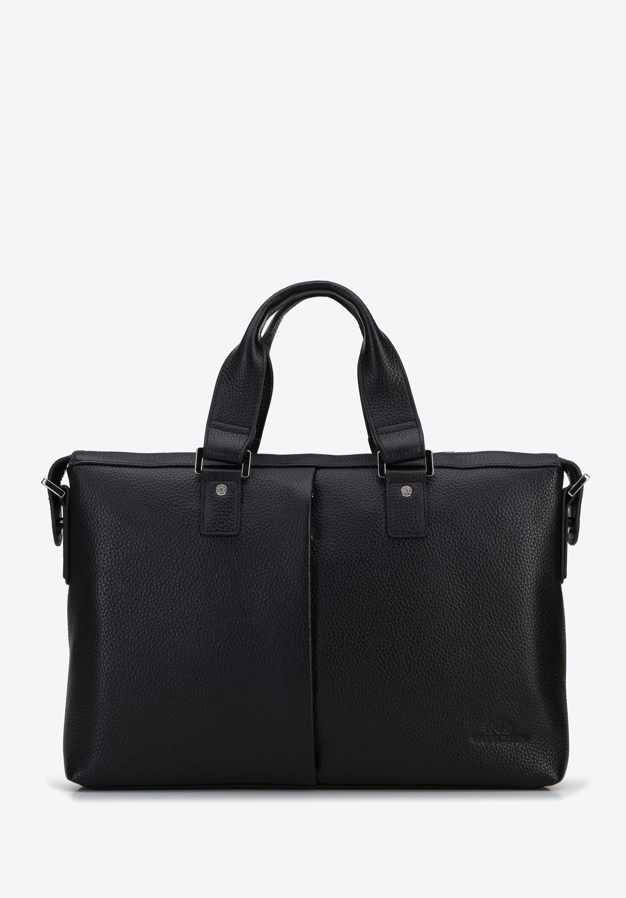 Torba na laptopa 15,6” skórzana z zakładką czarna