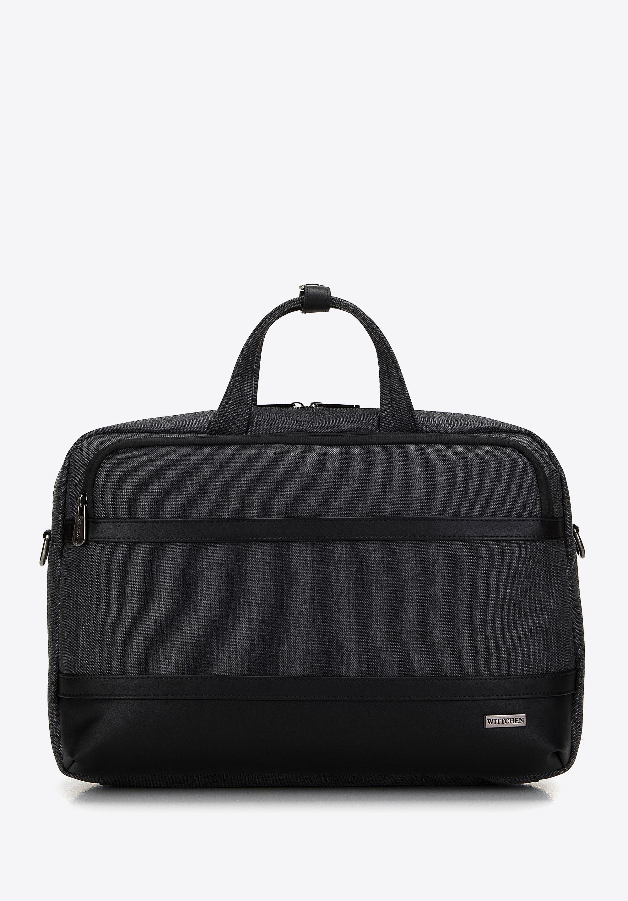 Męska torba na laptopa 15,6” z lamówką z ekoskóry czarna