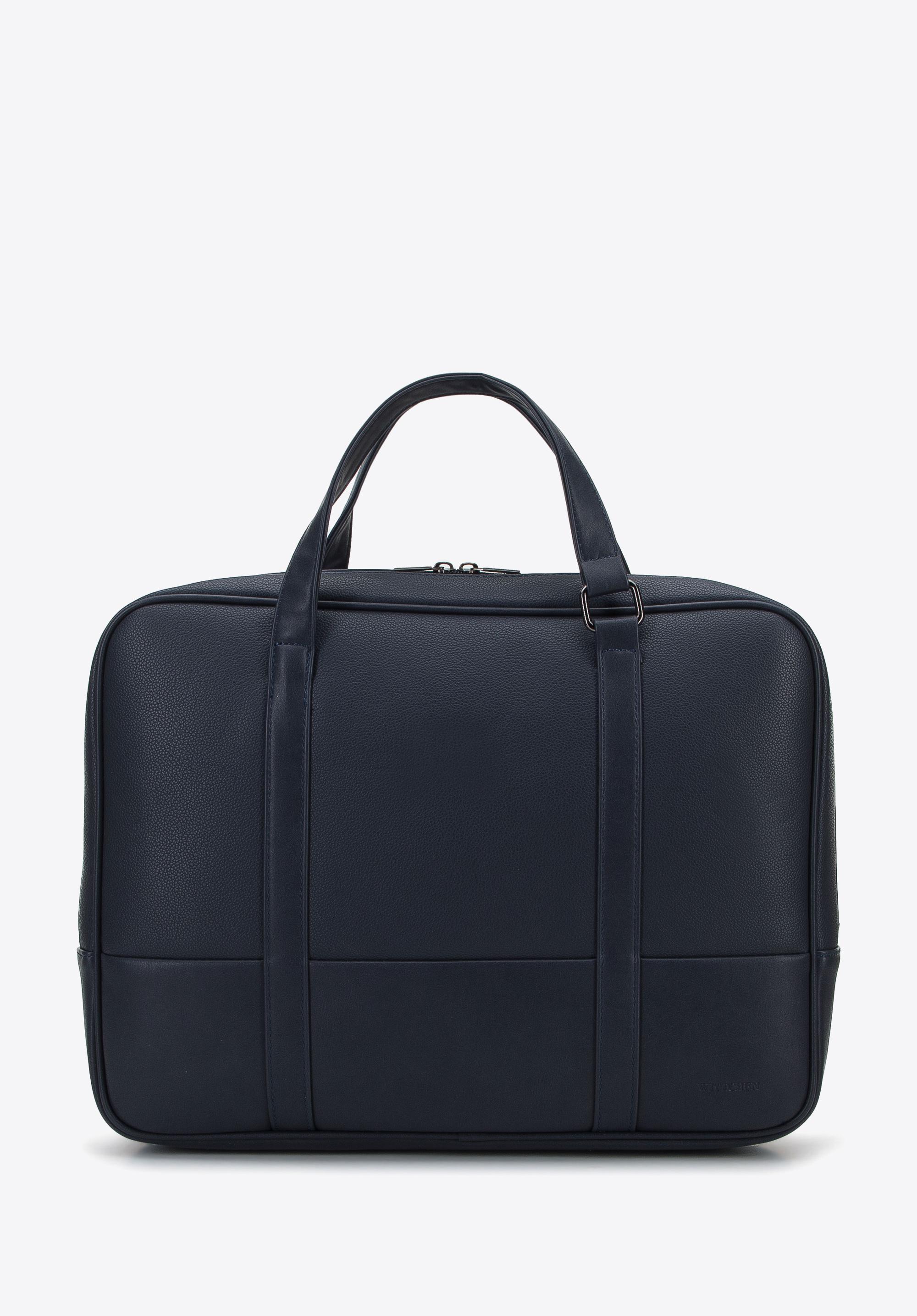Torba na laptopa 15,6” z ekoskóry o dwóch fakturach granatowa