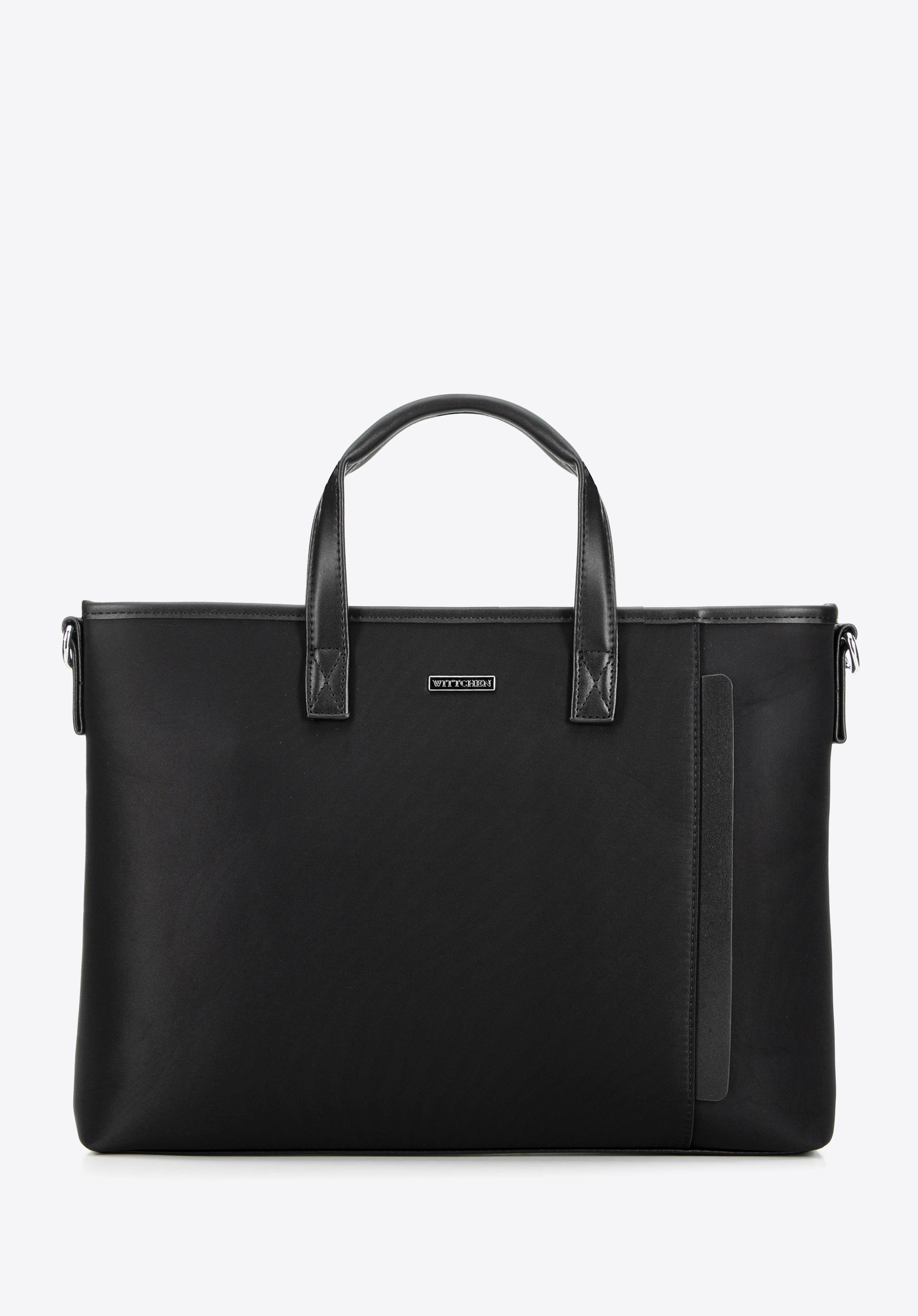 Męska torba na laptopa 13” z ozdobną wstawką czarna