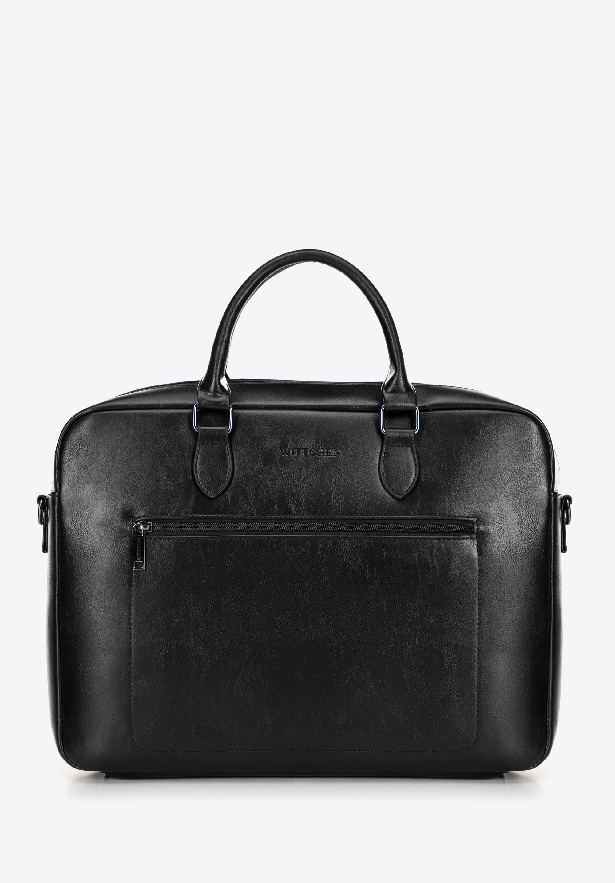 Męska torba na laptopa 16” z imitacji skóry czarna