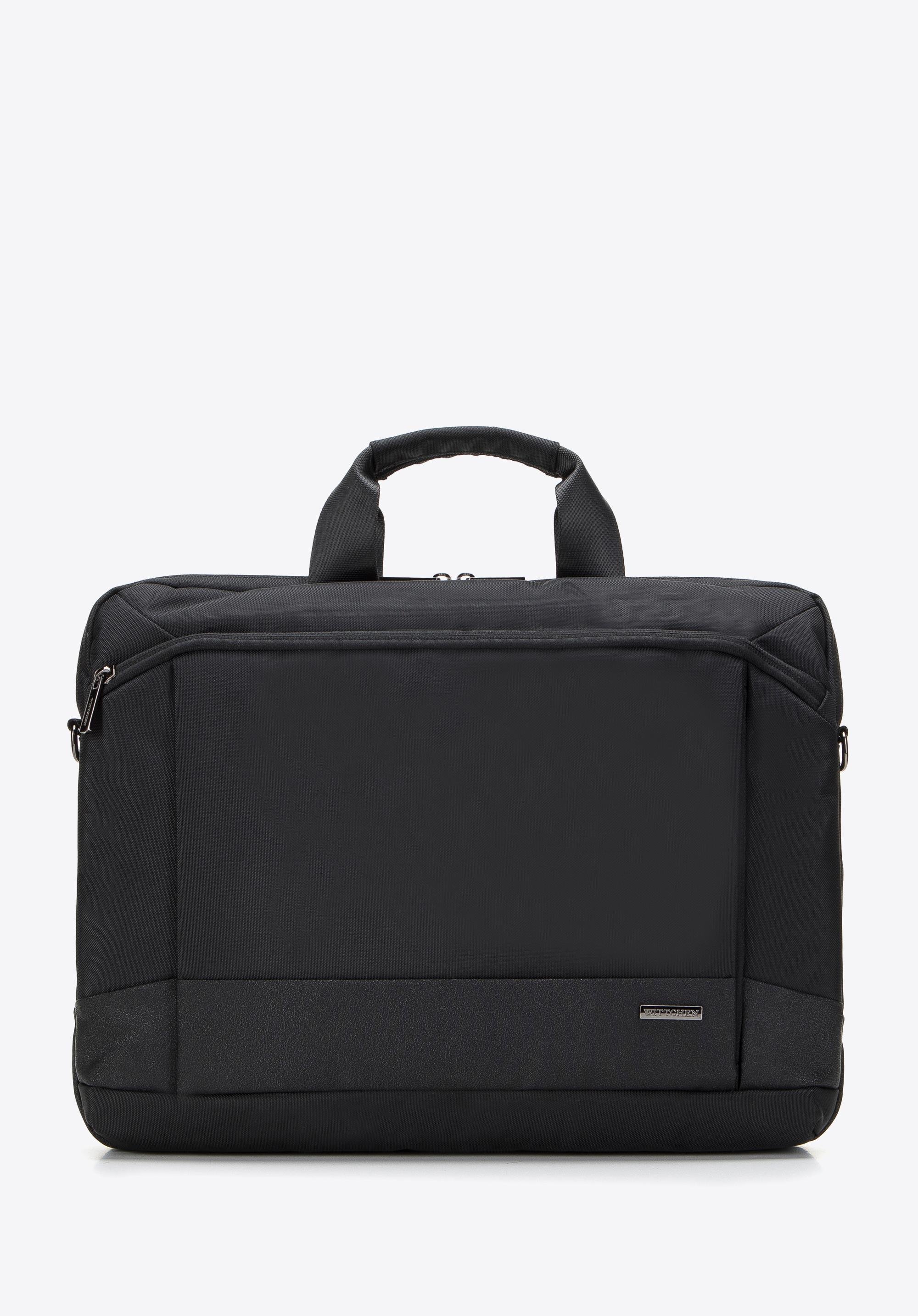 Męska torba na laptopa 15,6” z połyskującą wstawką czarna