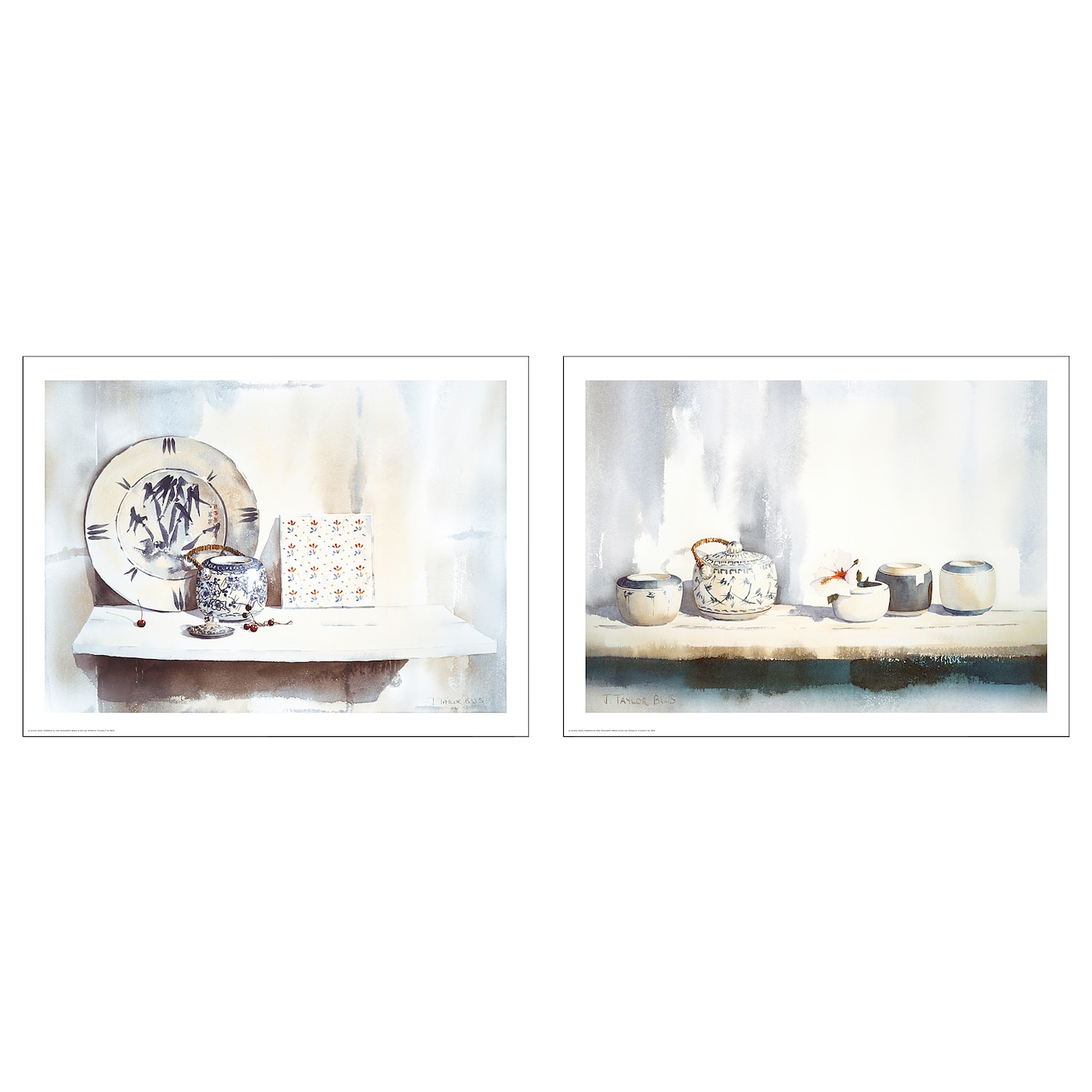 IKEA BILD Plakat, biała i niebieska ceramika, 40x30 cm