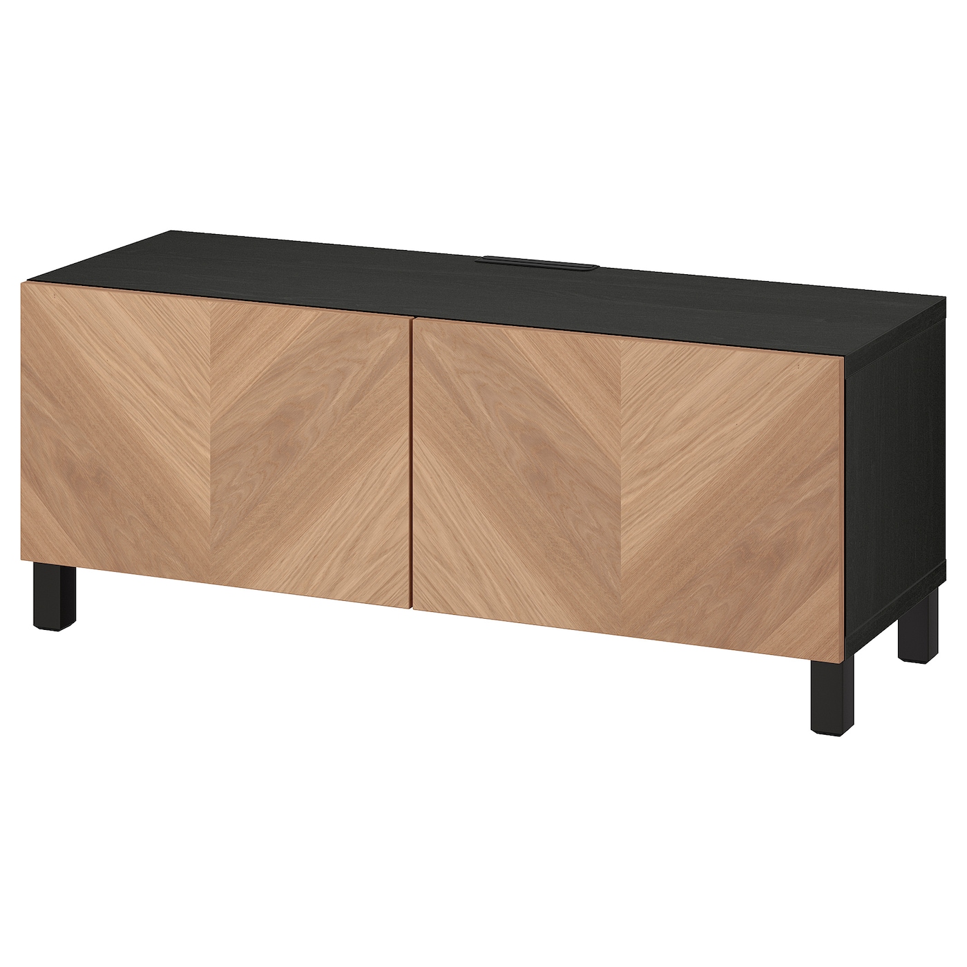 IKEA BESTÅ ława TV z drzwiami, czarnybrąz/Hedeviken/Stubbarp okl dęb, 120x42x48 cm
