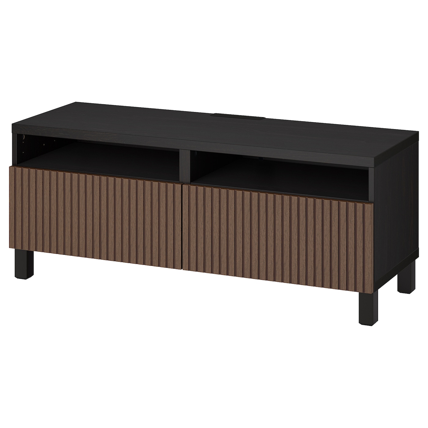 IKEA BESTÅ ława TV z szufladami, czarnybrąz Björköviken/Stubbarp/brązowy bejcowana okleina dębowa, 120x42x48 cm