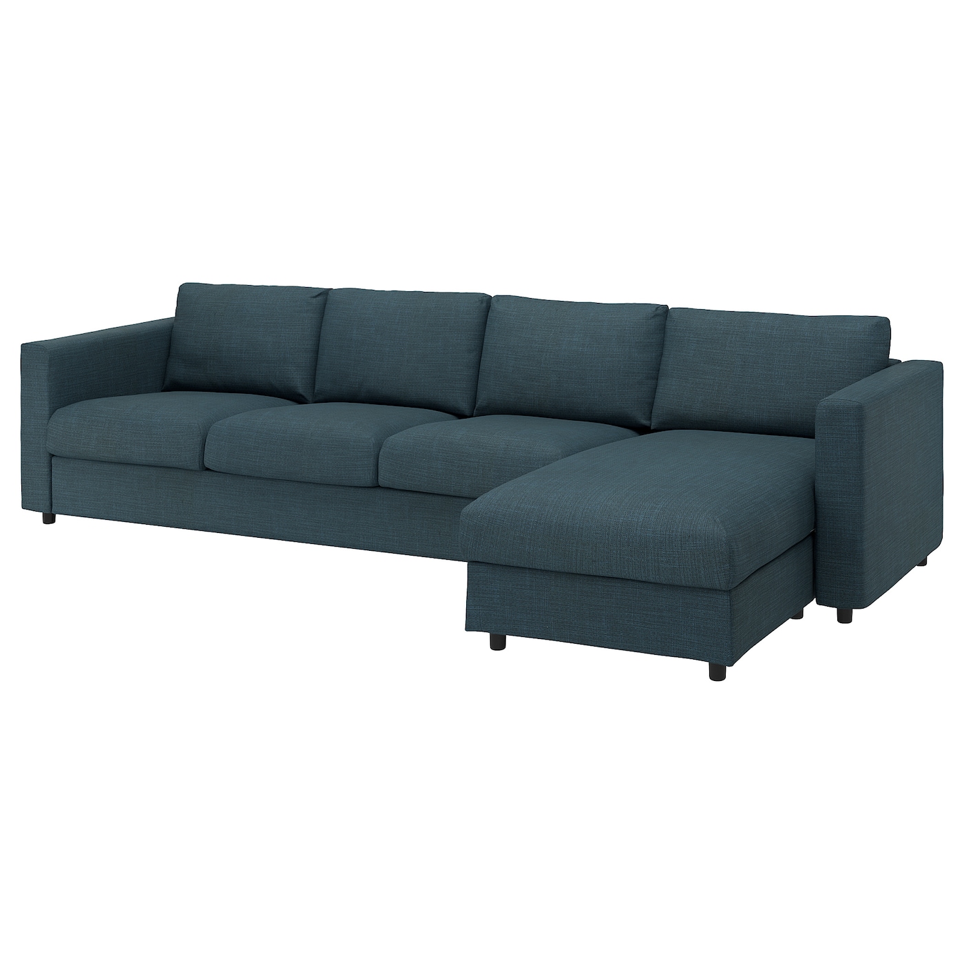 IKEA VIMLE sofa 4-osobowa, z szezlongiem/Hillared granatowy, Wysokość z poduchami oparcia: 83 cm