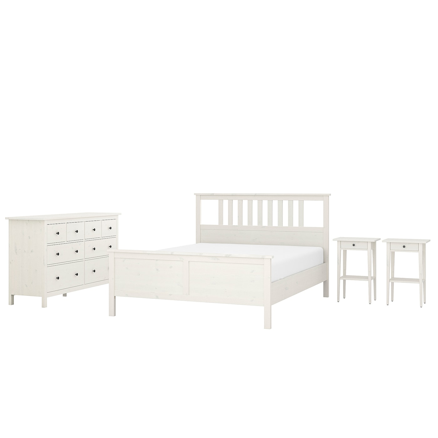 IKEA HEMNES zestaw mebli do sypialni 4 szt, biała bejca, 140x200 cm