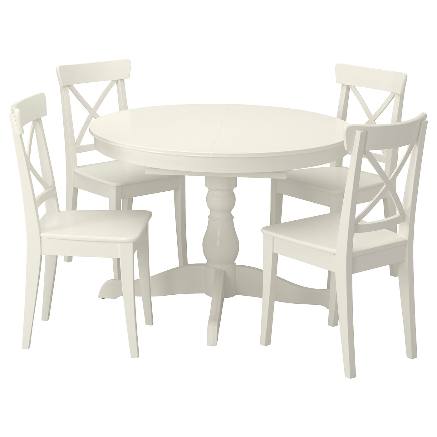 IKEA INGATORP / INGOLF stół i 4 krzesła, biały/biały, 110/155 cm
