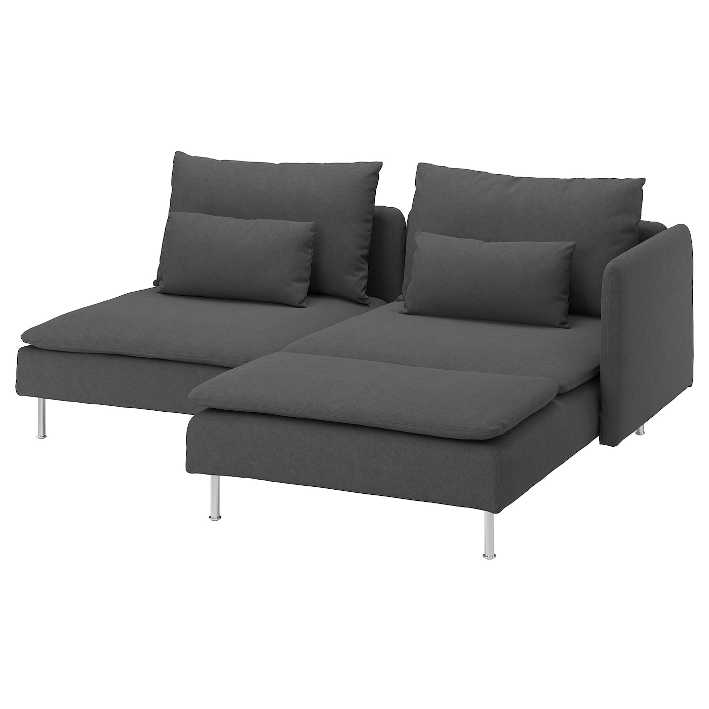 IKEA SÖDERHAMN sofa 2-osobowa, z szezlongiem z podłokietnikiem/Tallmyra średnioszary, Wysokość z poduchami oparcia: 83 cm