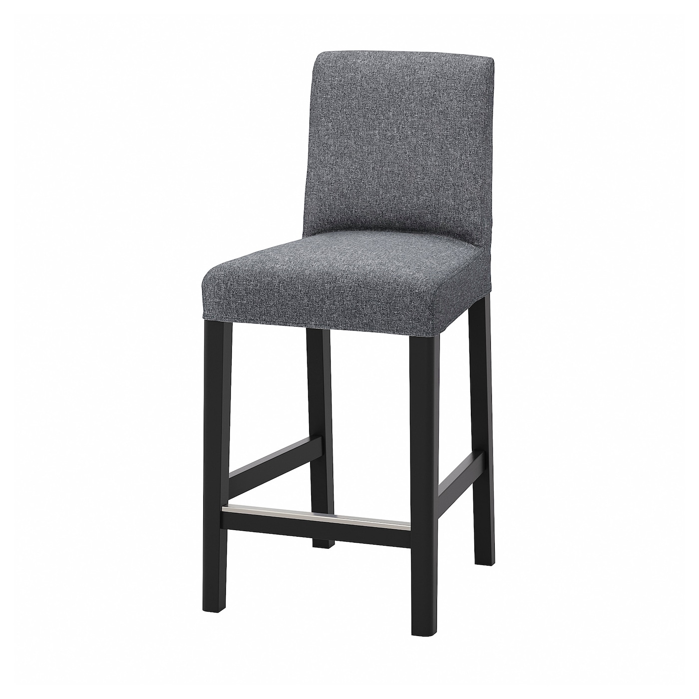 IKEA BERGMUND Stołek barowy z oparciem, czarny/Gunnared średnioszary, 62 cm
