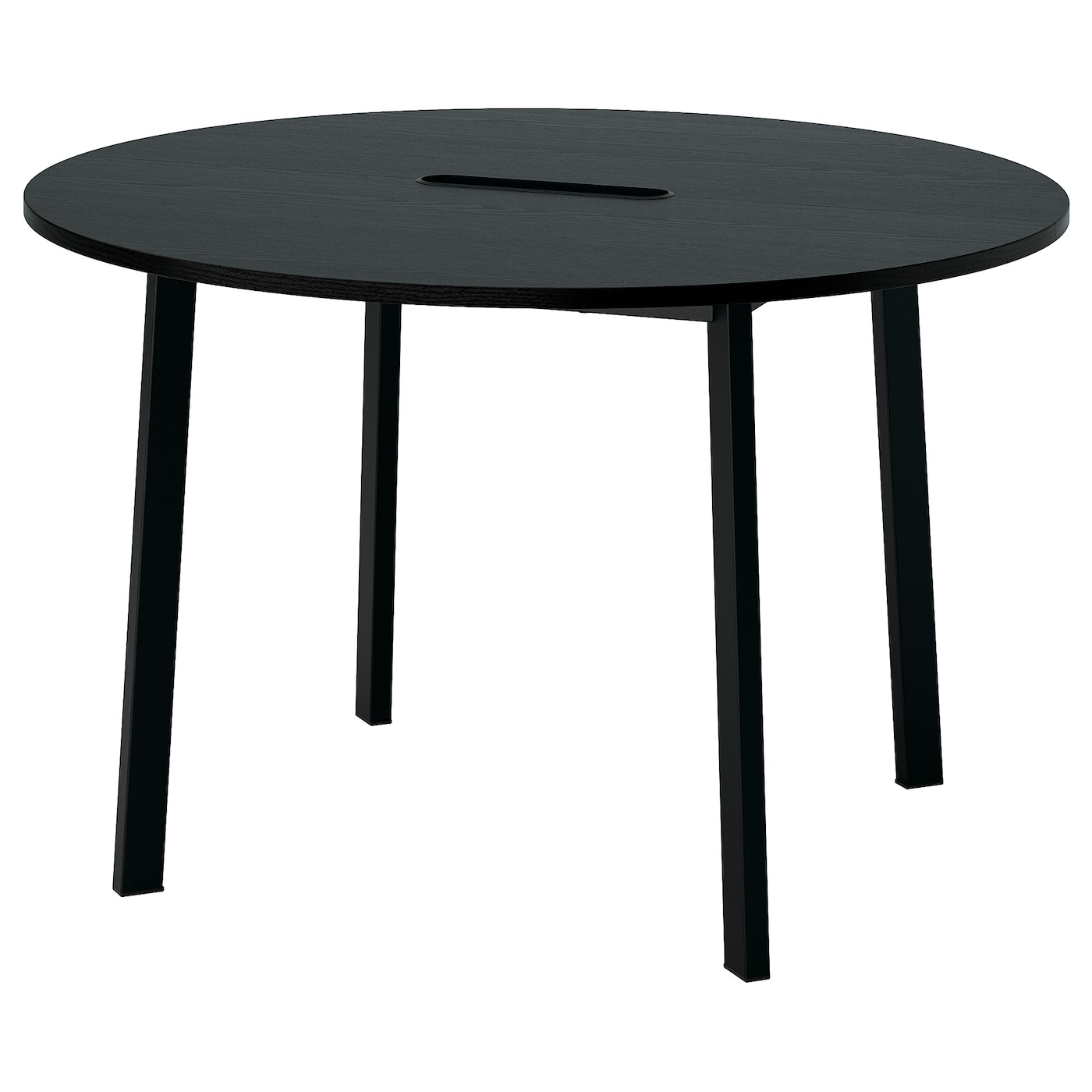 IKEA MITTZON stół konferencyjny, okrągły okl jesionowa bejcowana na czarno/czarny, 120x75 cm