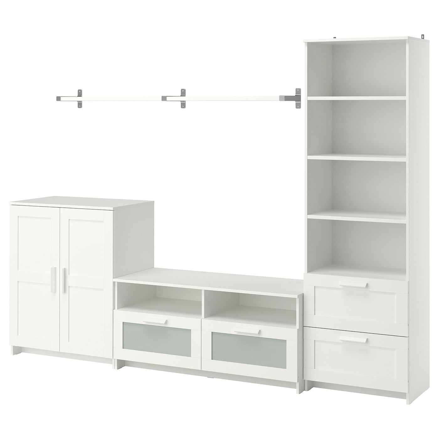 IKEA BRIMNES / BERGSHULT szafka pod TV, biały, 258x41x190 cm