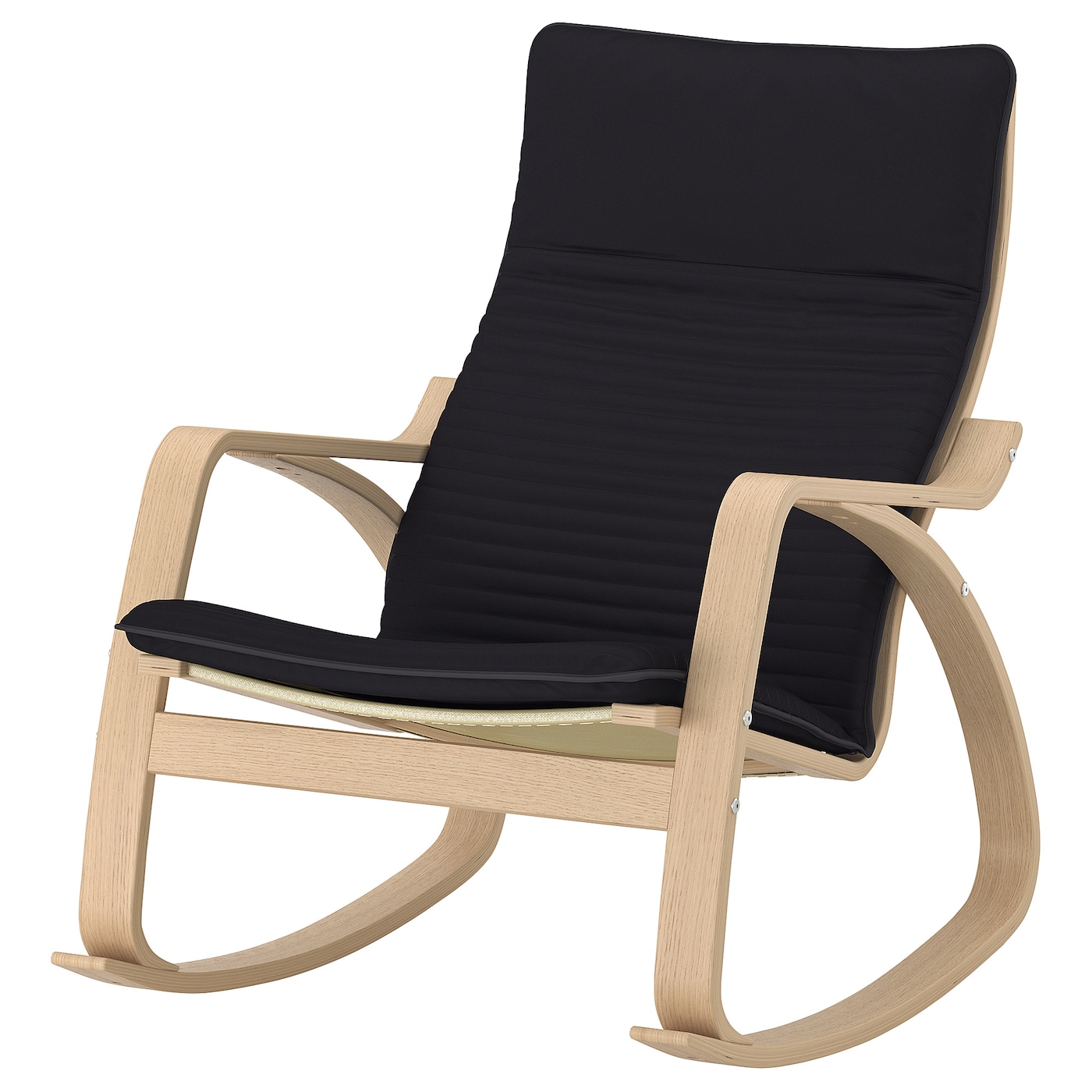 IKEA POÄNG krzesło bujane, okleina dębowa bejcowana na biało/Knisa czarny, Szerokość: 68 cm