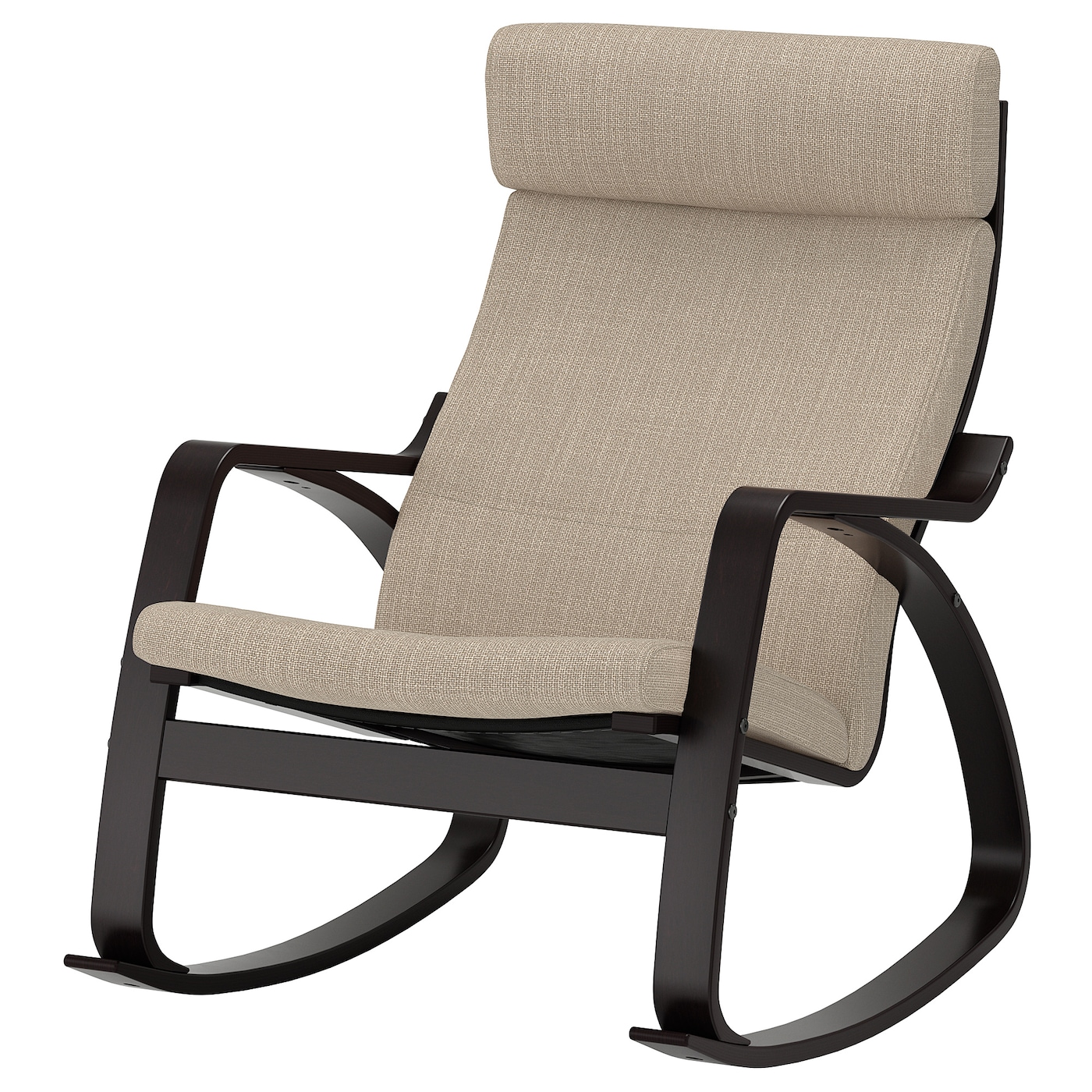 IKEA POÄNG krzesło bujane, czarnybrąz/Hillared beżowy, Szerokość: 68 cm