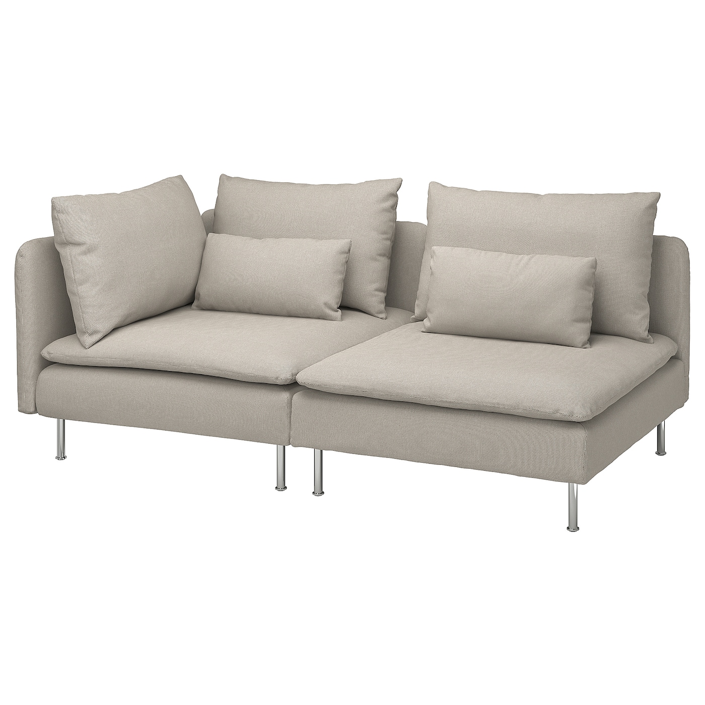 IKEA SÖDERHAMN sofa 3-osobowa, z otwartym końcem/Fridtuna jasnobeżowy, Wysokość z poduchami oparcia: 83 cm