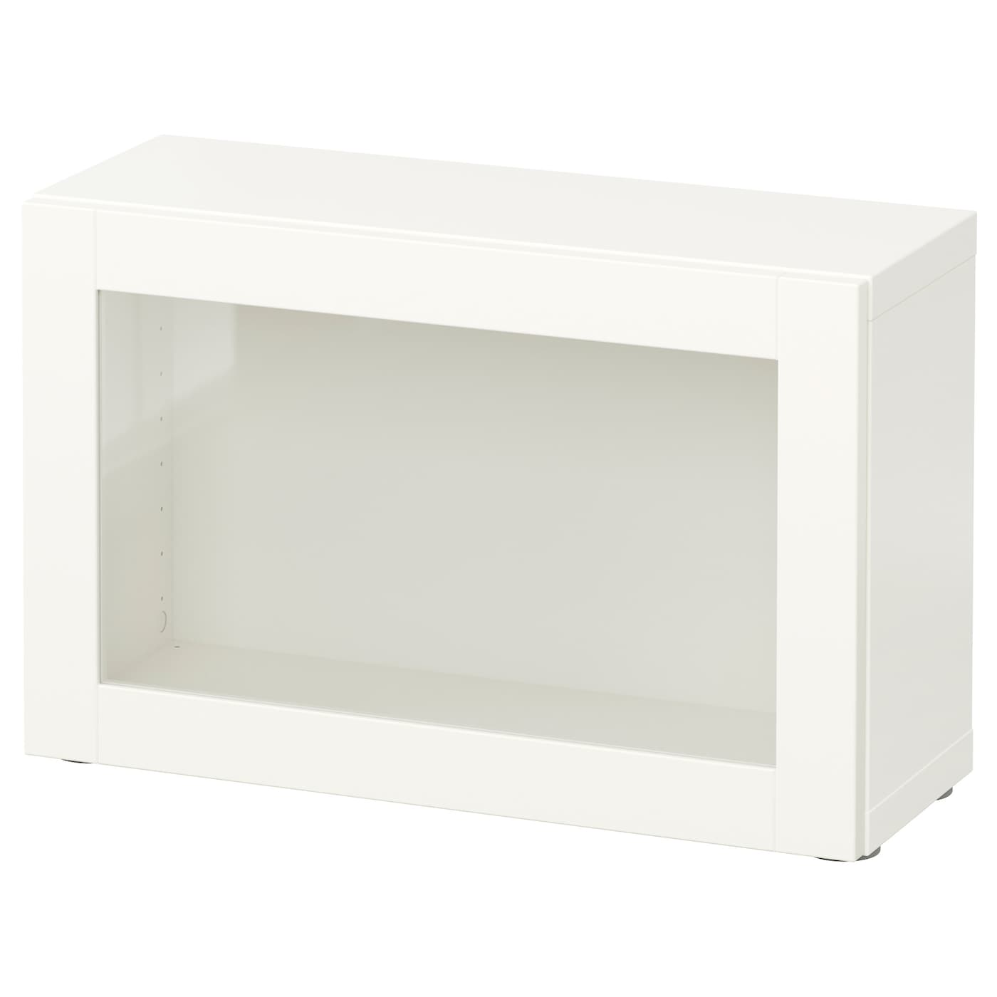 IKEA BESTÅ witryna, biały/Sindvik białe szkło przezroczyste, 60x22x38 cm