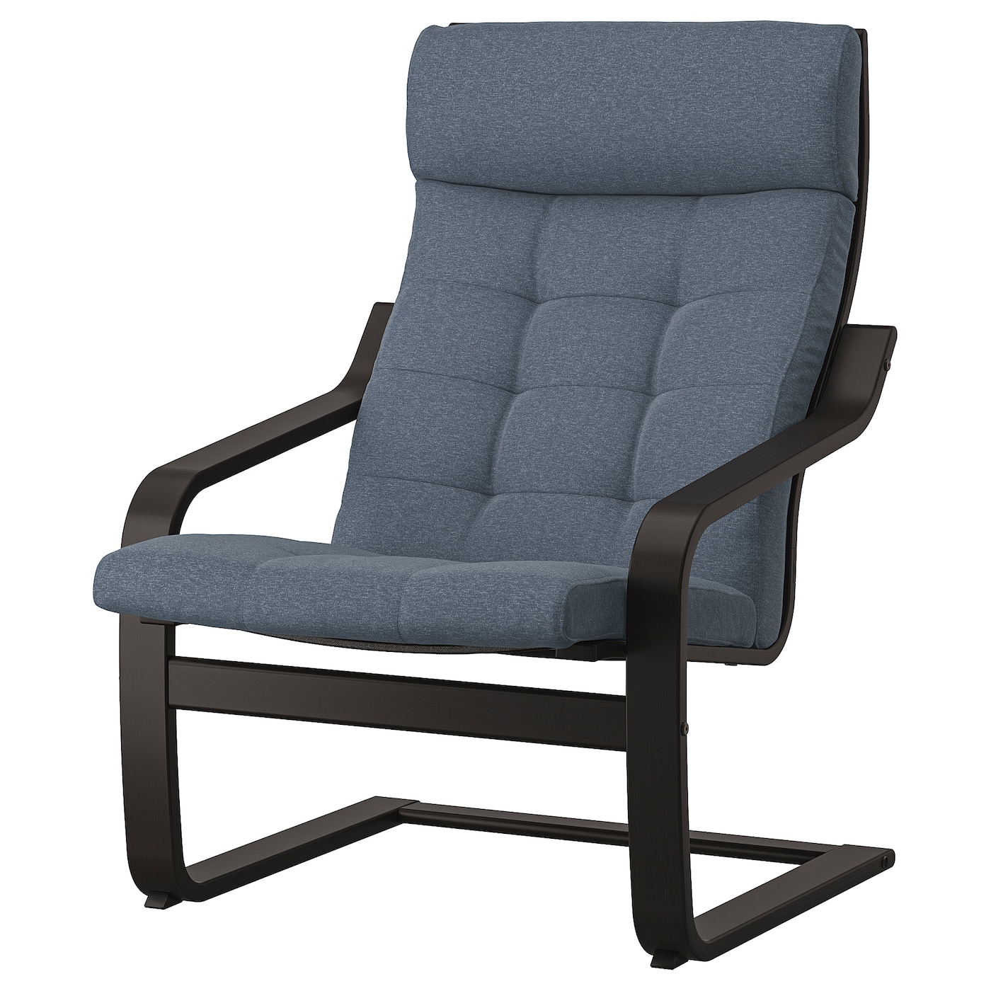 IKEA POÄNG fotel, czarnybrąz/Gunnared niebieski, Szerokość: 68 cm