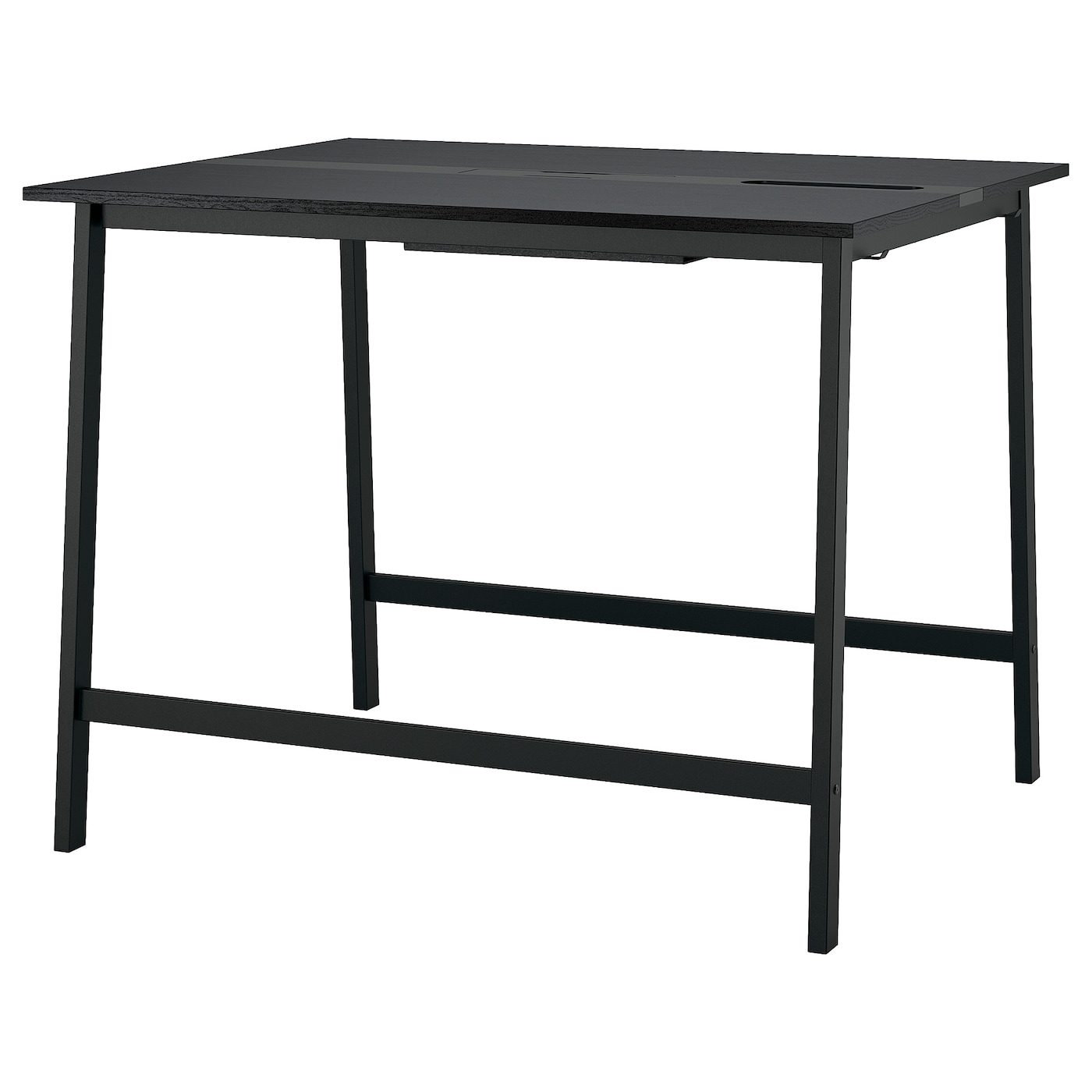 IKEA MITTZON stół konferencyjny, okl jesionowa bejcowana na czarno/czarny, 140x108x105 cm