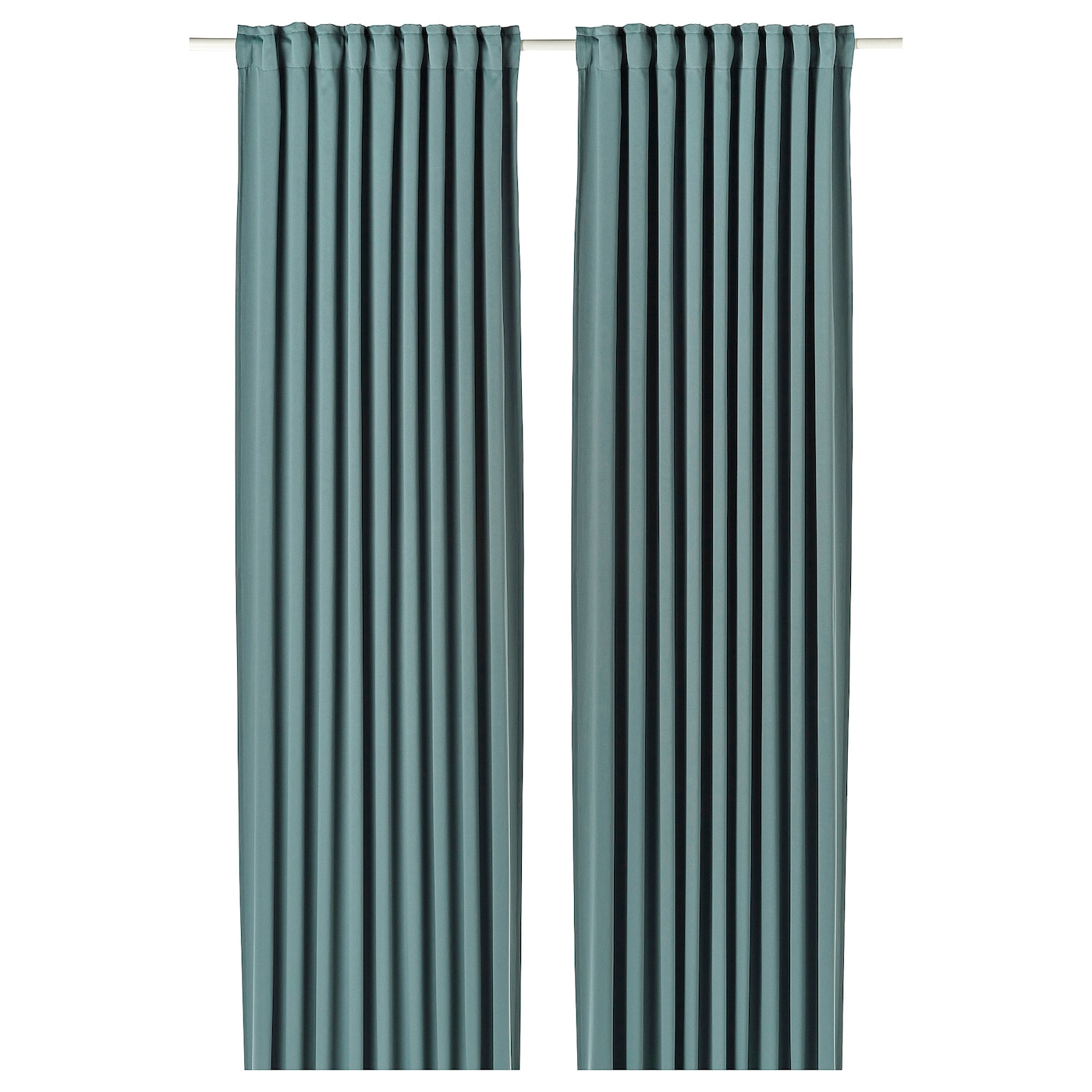 IKEA MAJGULL zasłony zacieniające, 1 para, ciemny szaro-turkusowy/na taśmie, 145x300 cm