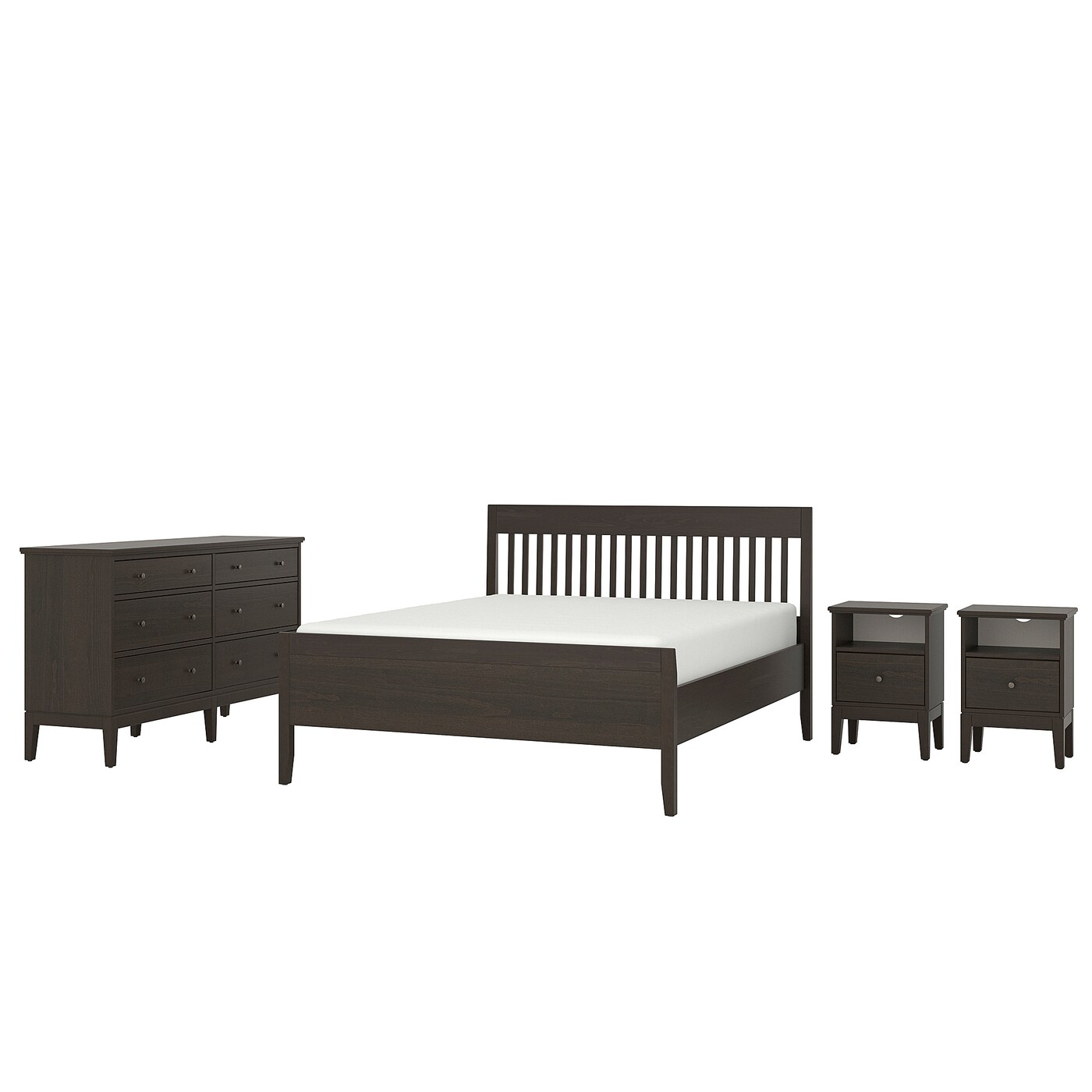 IKEA IDANÄS zestaw mebli do sypialni 4 szt, ciemnobrązowy, 140x200 cm