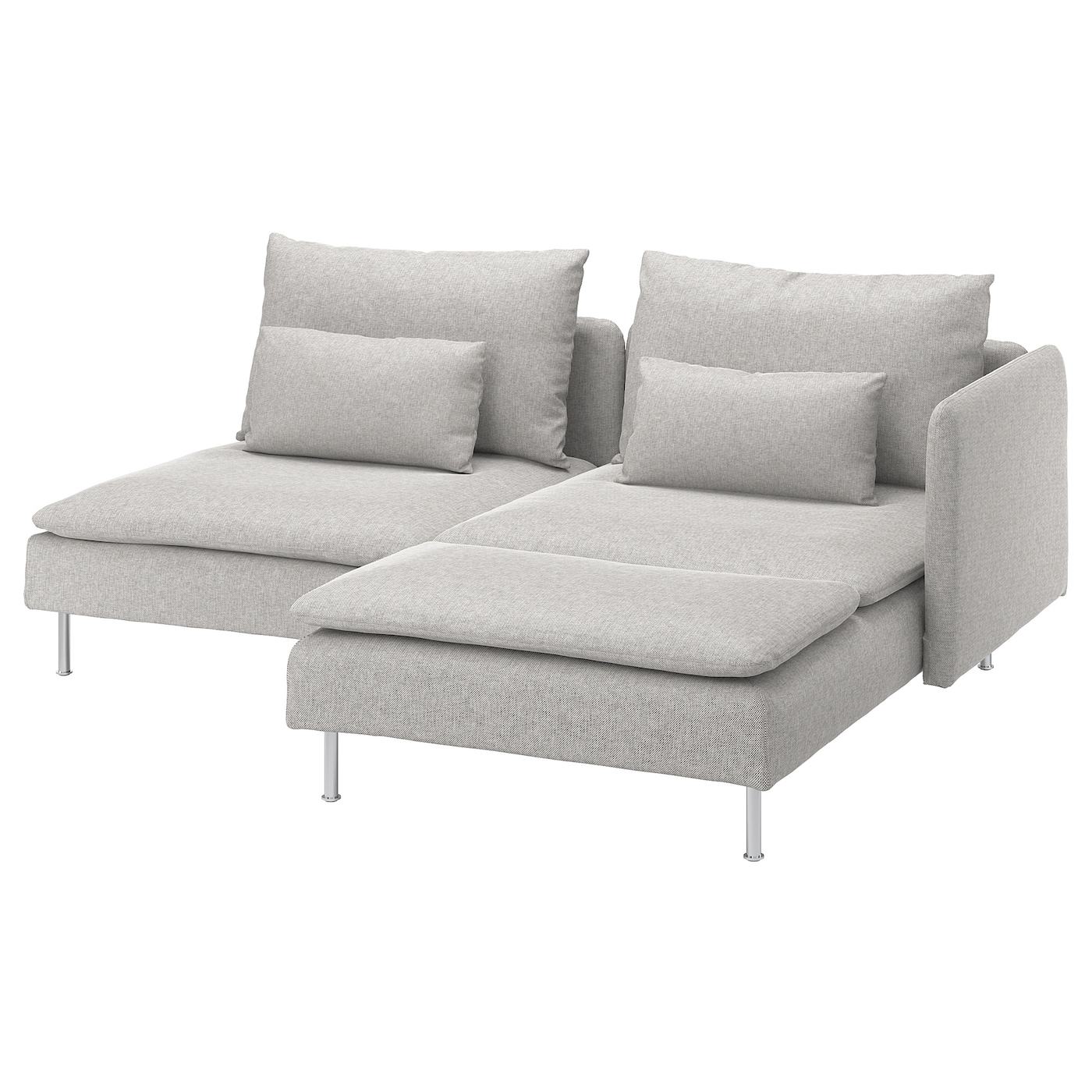 IKEA SÖDERHAMN sofa 2-osobowa, z szezlongiem z podłokietnikiem/Tallmyra biały/czarny, Wysokość z poduchami oparcia: 83 cm