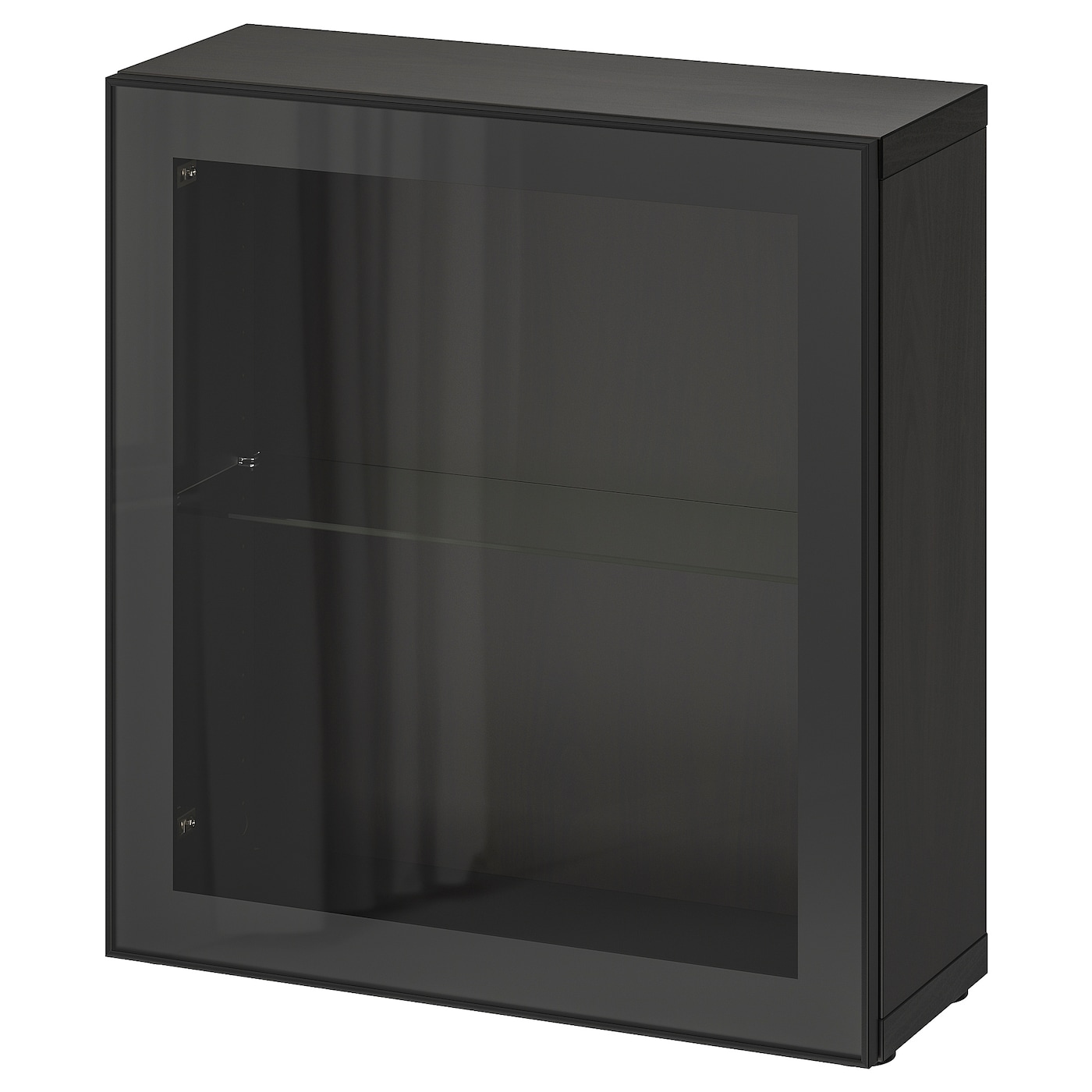 IKEA BESTÅ witryna, czarnybrąz/Glassvik czarne/przezroczyste szkło, 60x22x64 cm