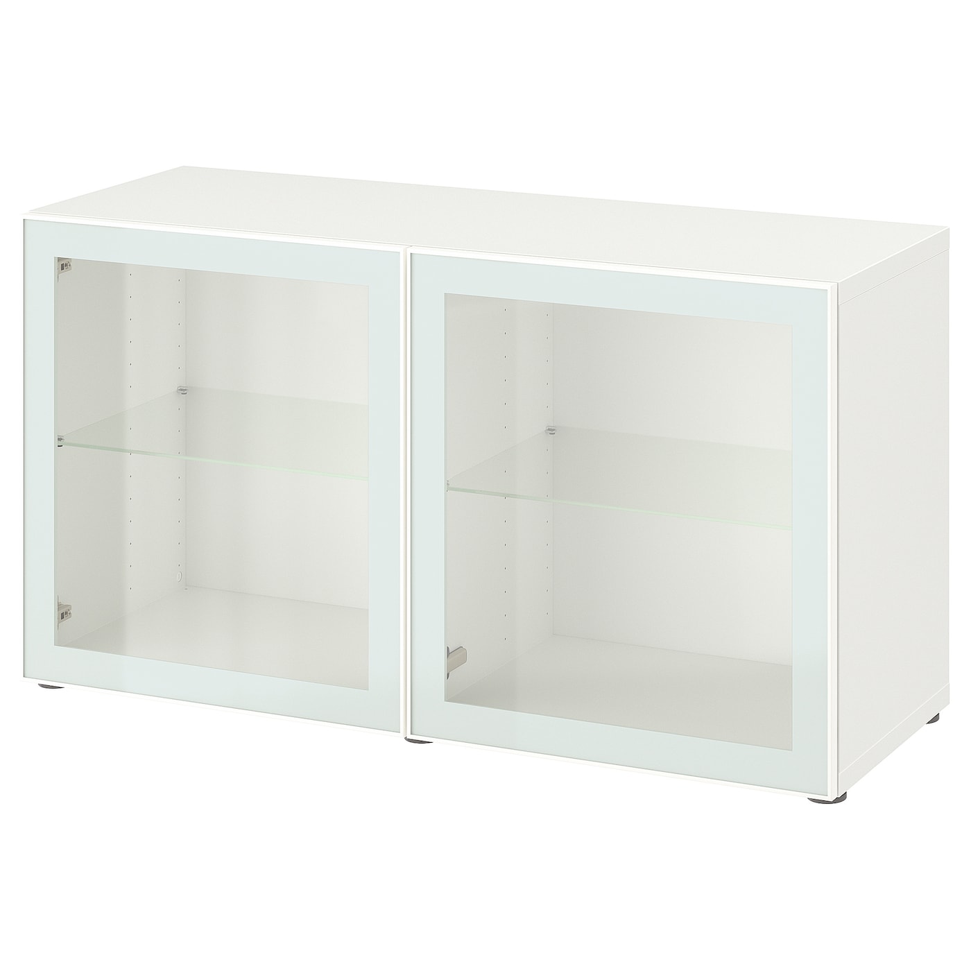 IKEA BESTÅ witryna, biały Glassvik/biel/jasna zieleń szkło bezbarwne, 120x42x64 cm