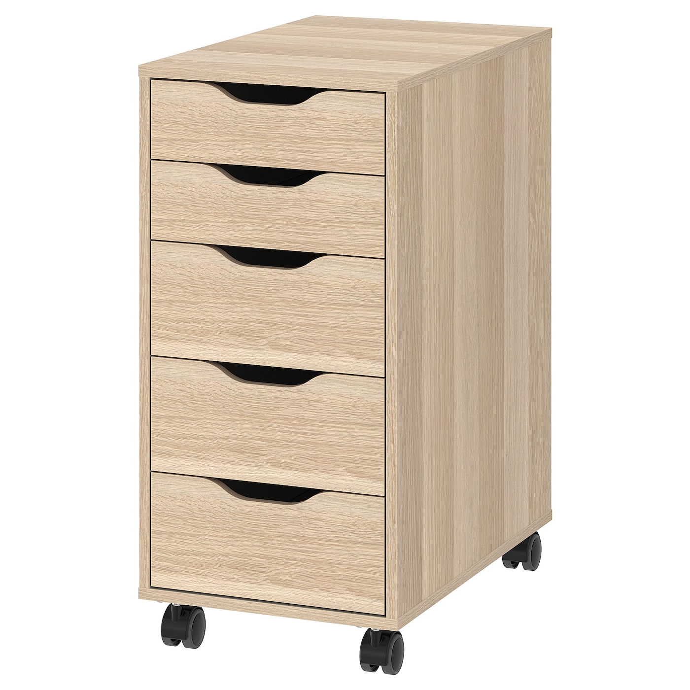 IKEA ALEX komoda na kółkach, imitacja dębu bejcowanego na biało/czarny, 36x76 cm
