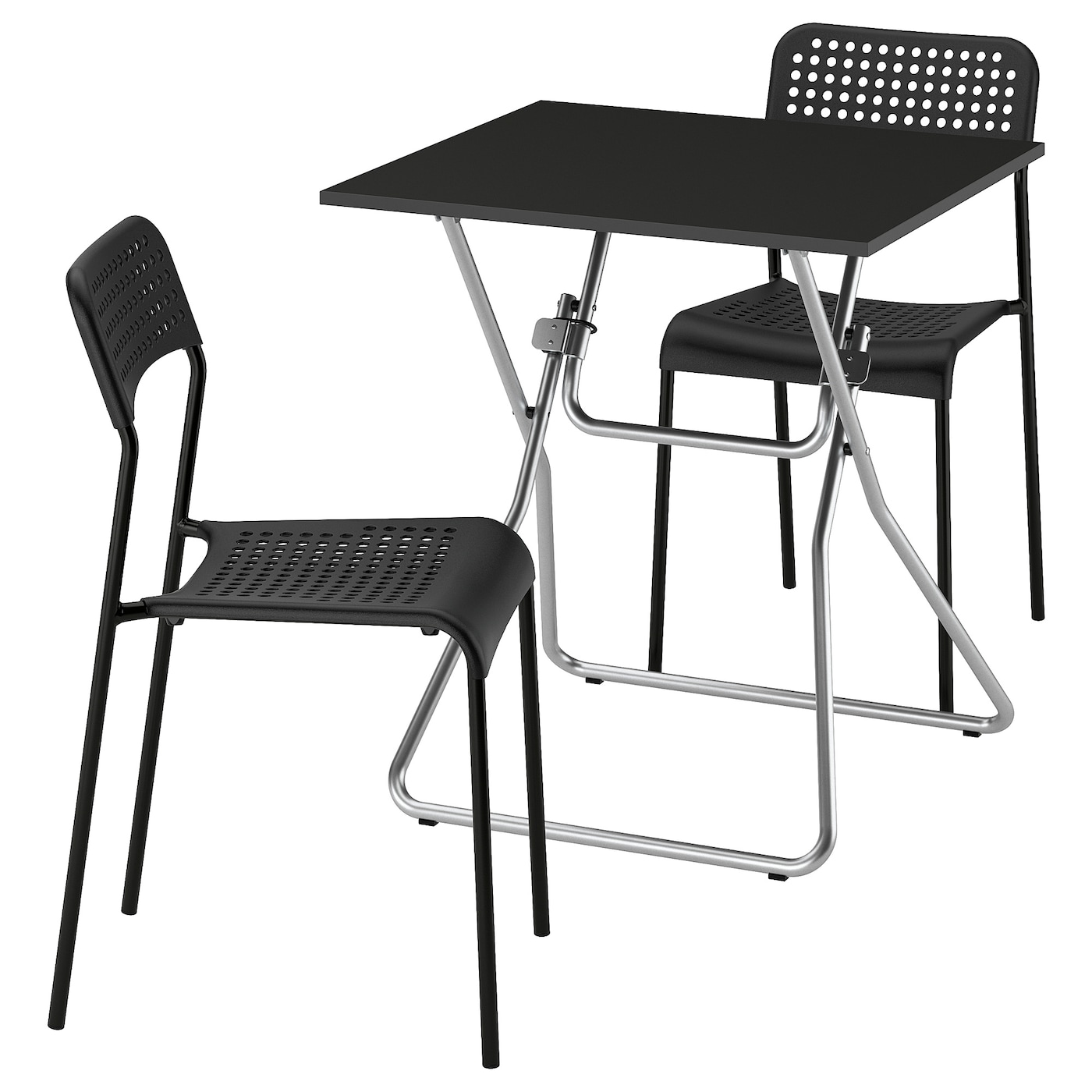 IKEA GUNDE / ADDE stół i 2 krzesła, składany czarny/czarny, 67x67 cm