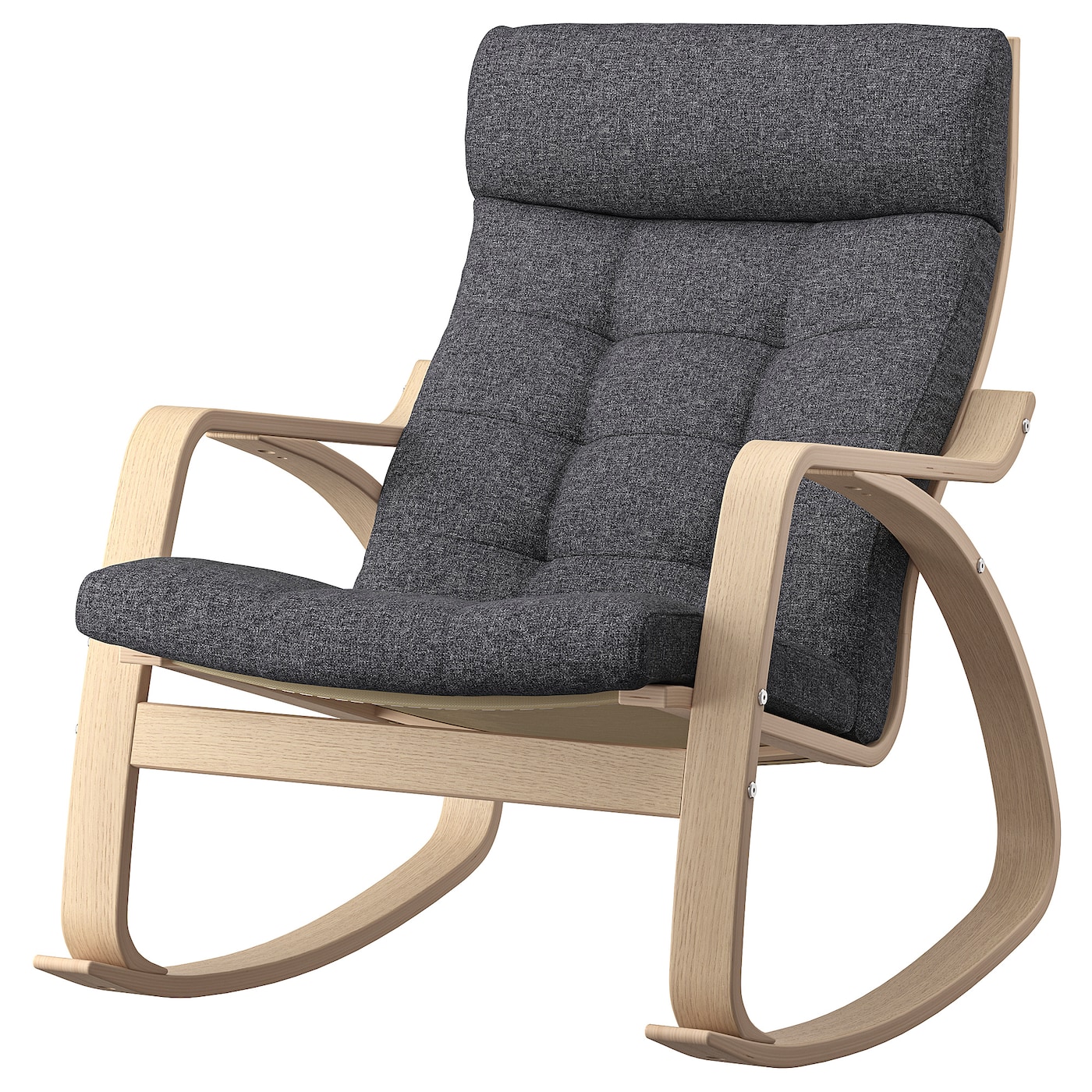 IKEA POÄNG krzesło bujane, okleina dębowa bejcowana na biało/Gunnared ciemnoszary, Szerokość: 68 cm