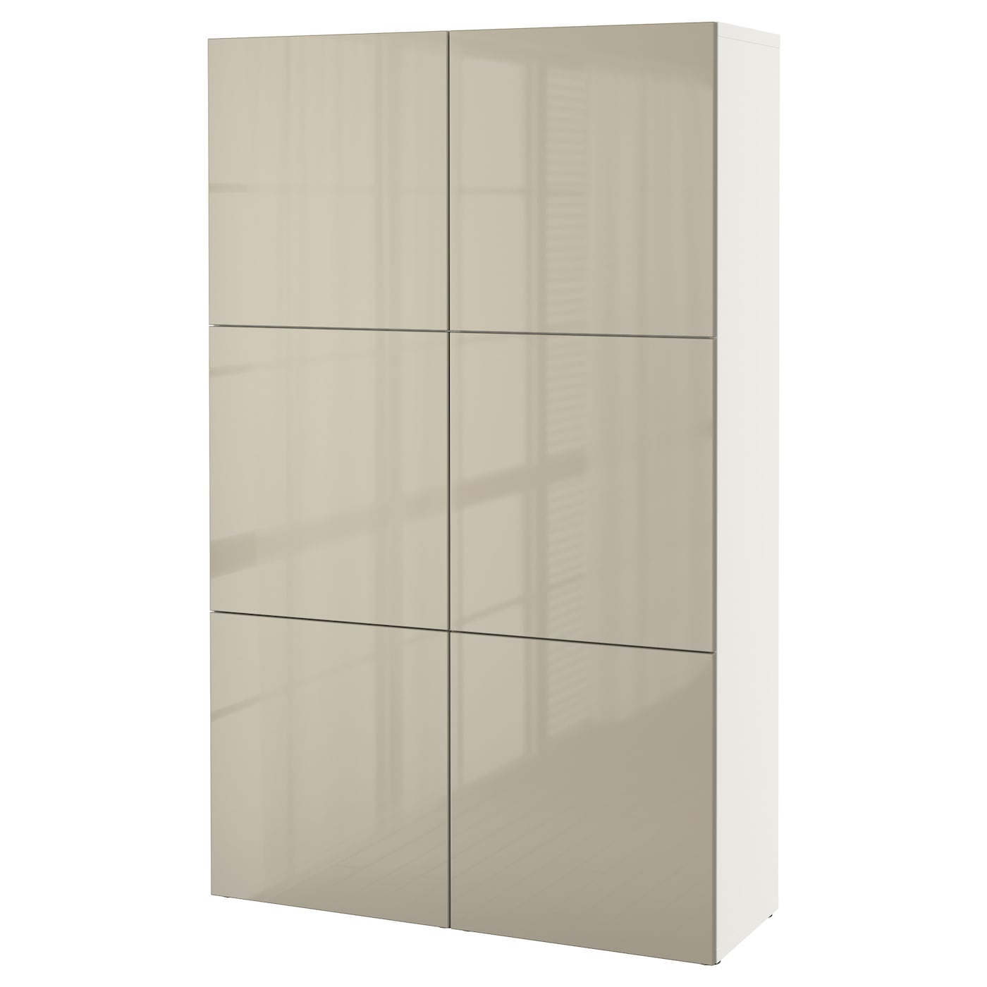 IKEA BESTÅ kombinacja z drzwiami, biały/Selsviken wysoki połysk beż, 120x42x193 cm